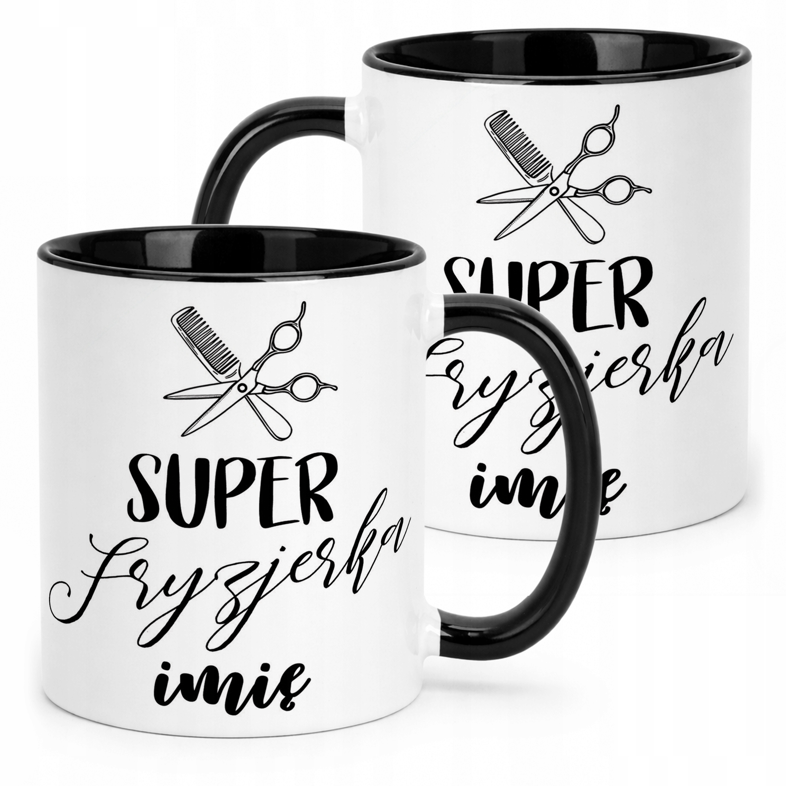 Kubek Czarny Personalizowany Super Fryzjerka Dla Fryzjerki Prezent