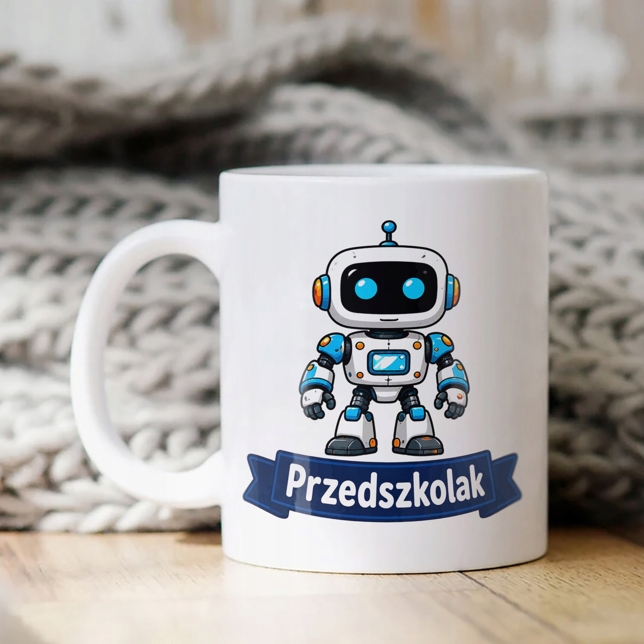 Biały Kubek z nadrukiem Przedszkolak Szkoła Dla Dzieci Prezent