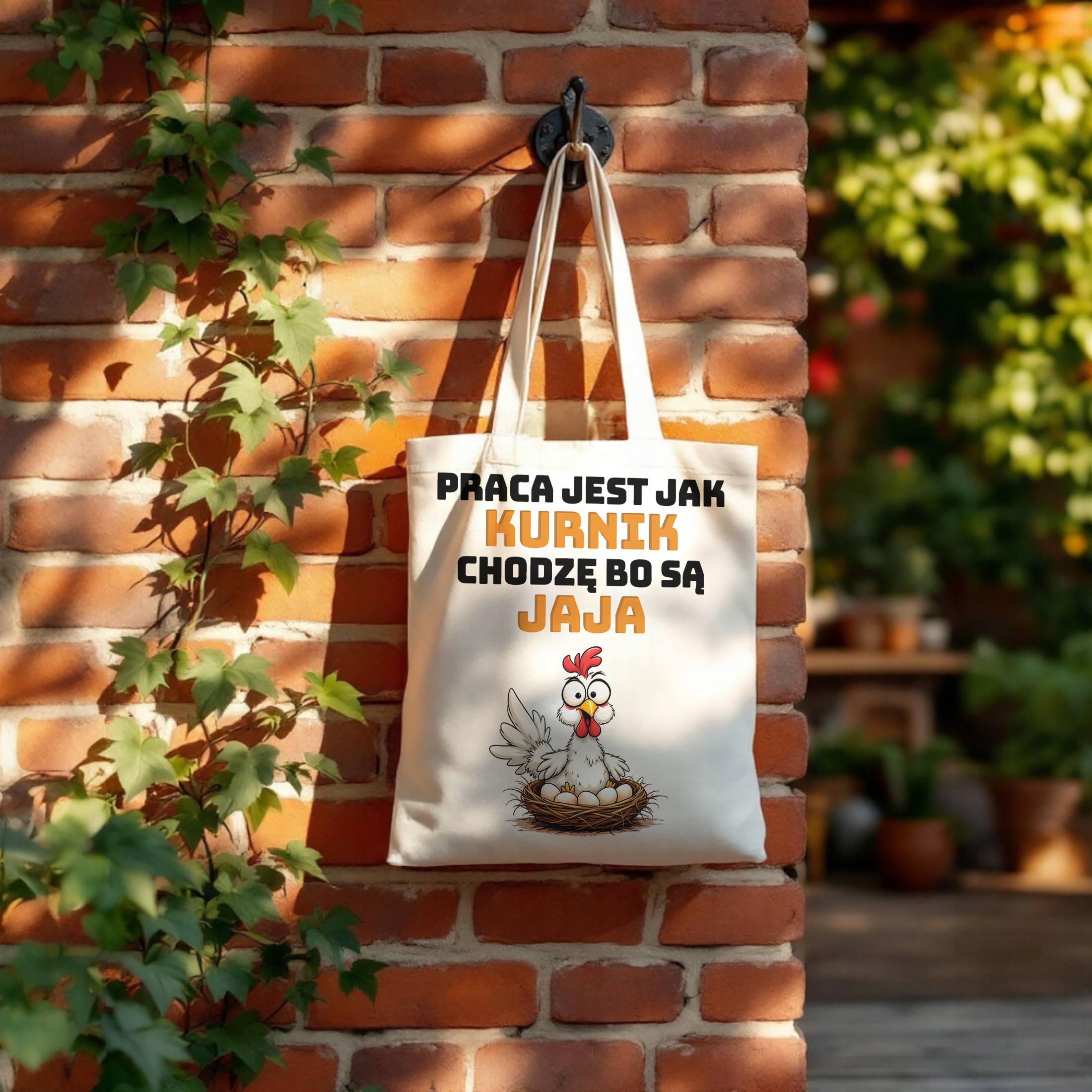 Torba bawełniana na zakupy Praca Jest Jak Kurnik Zabawny Prezent