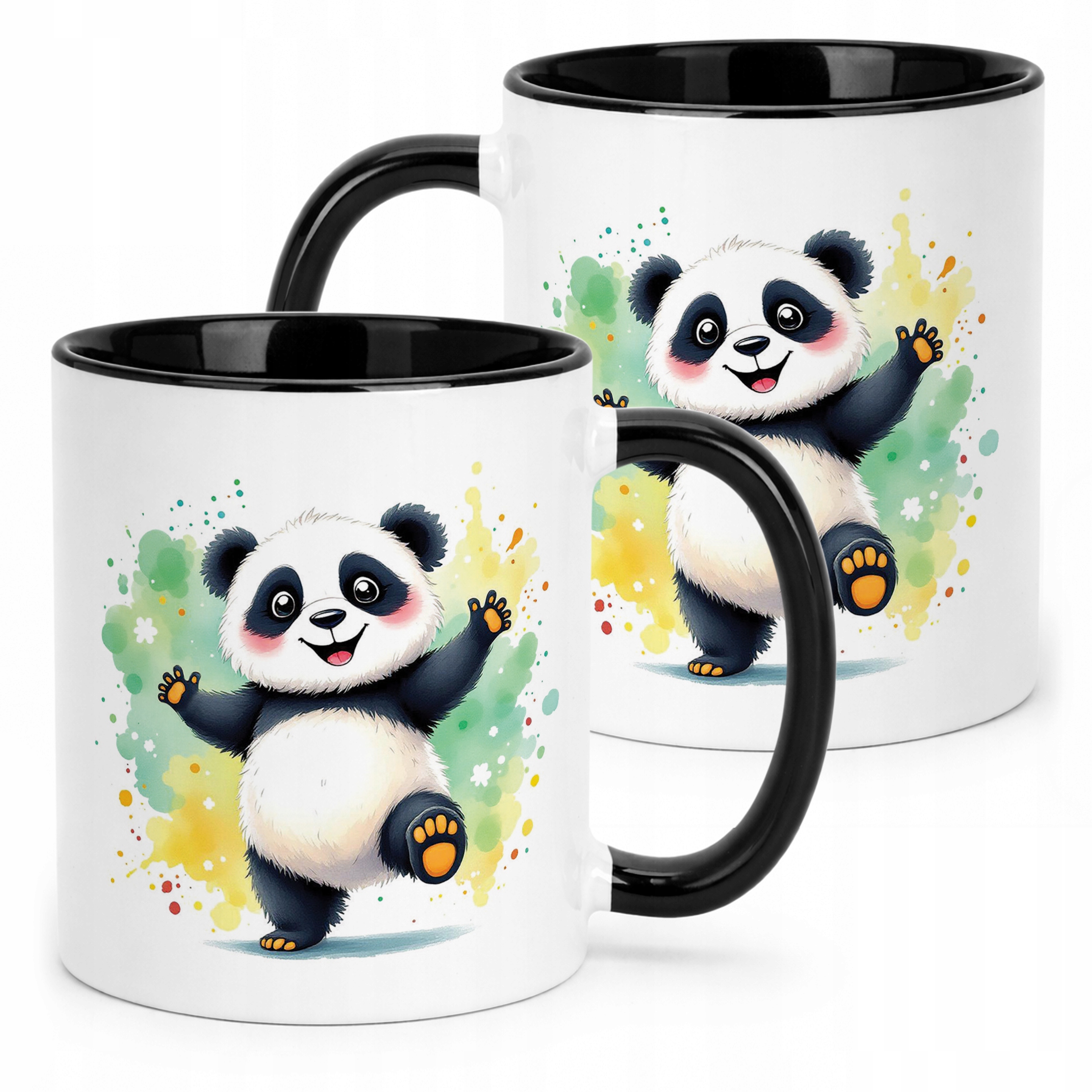 Kubek Czarny Panda Zwierzak Słodki Dla Dzieci Prezent