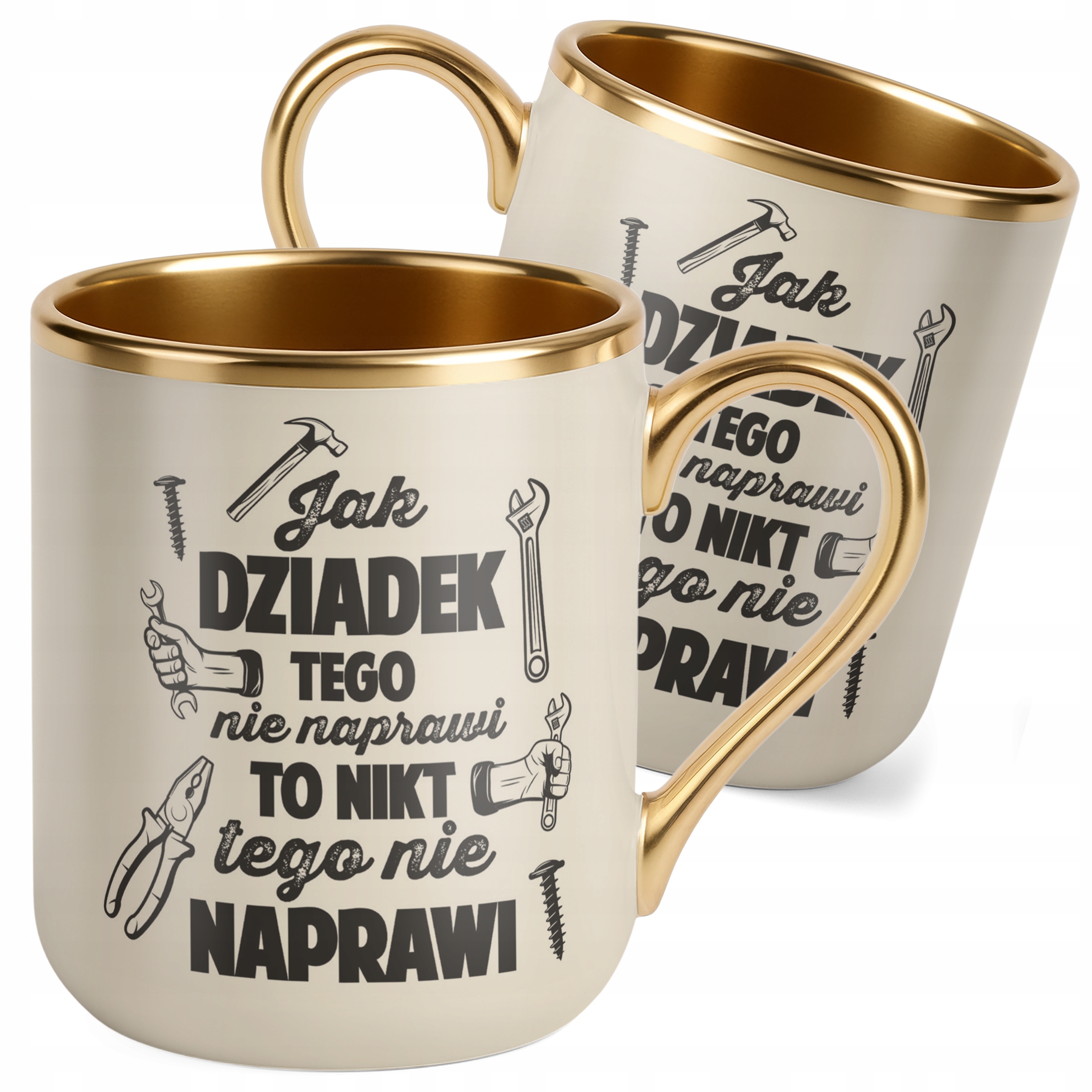 Kubek Premium Złoty Ecru Dzień Dziadka Dla Dziadka Prezent Upominek