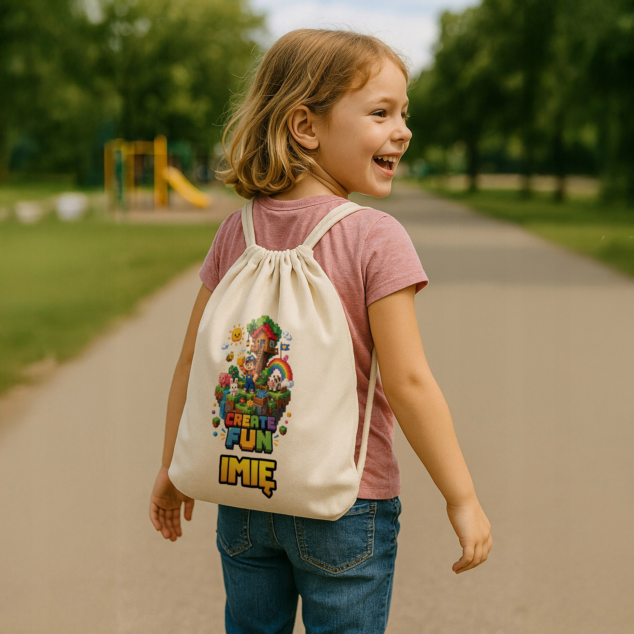 Zestaw Personalizowany Plecak Worek Kubek Czarny gra Create Fun Prezent