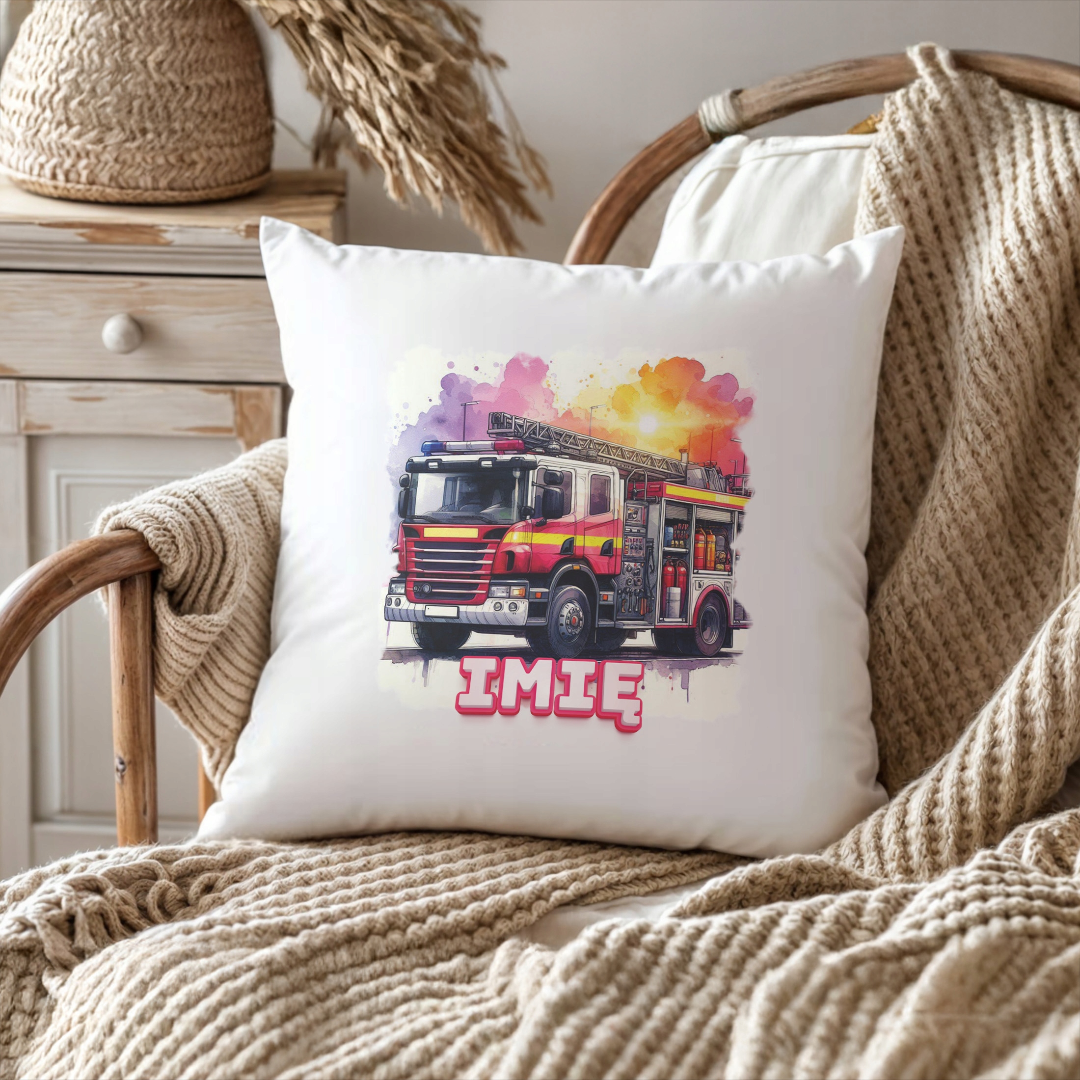 Poduszka 38×38 cm z Imieniem Straż Pożarna Strażak