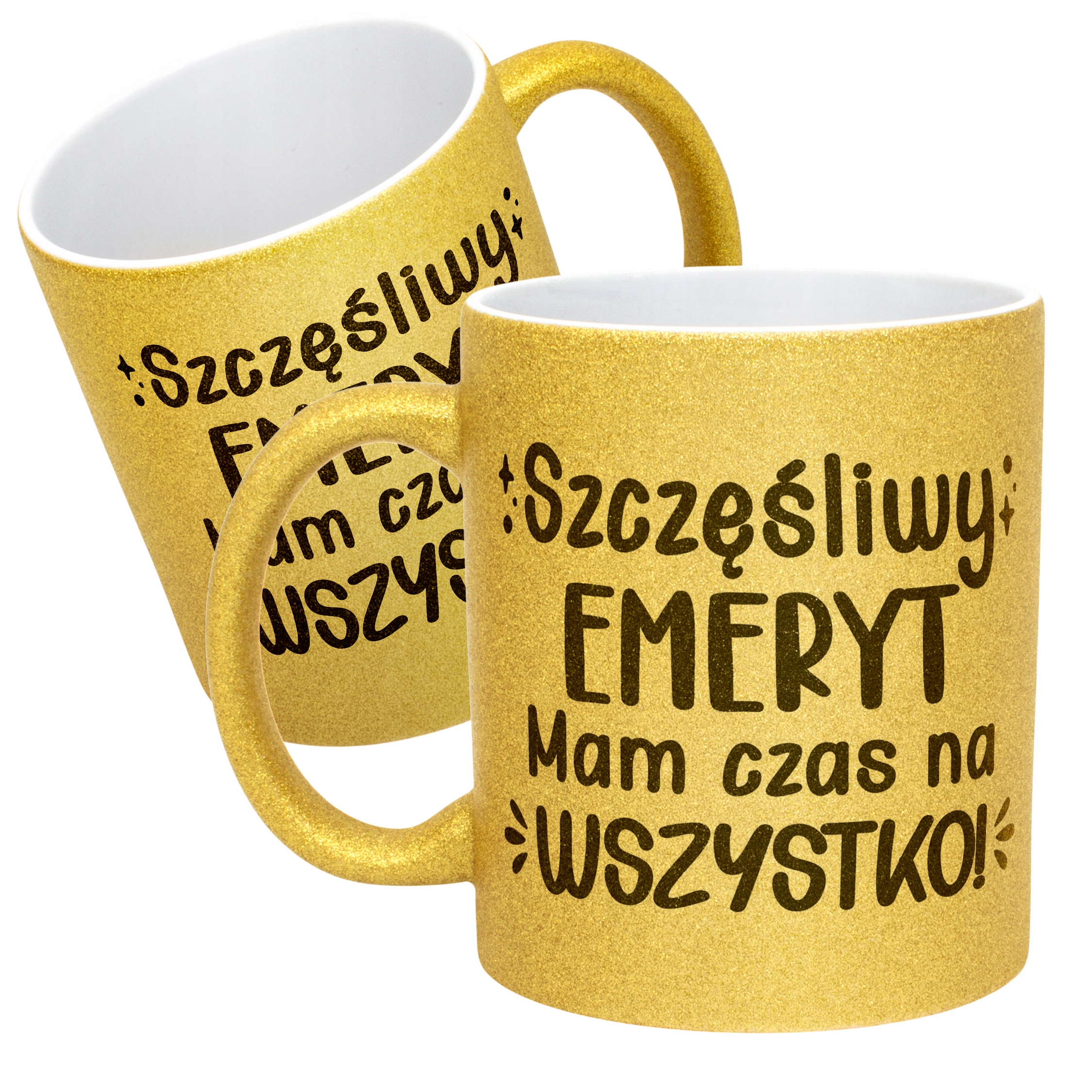 Złoty kubek brokatowy Z okazji Emerytury Dla Emeryta Prezent