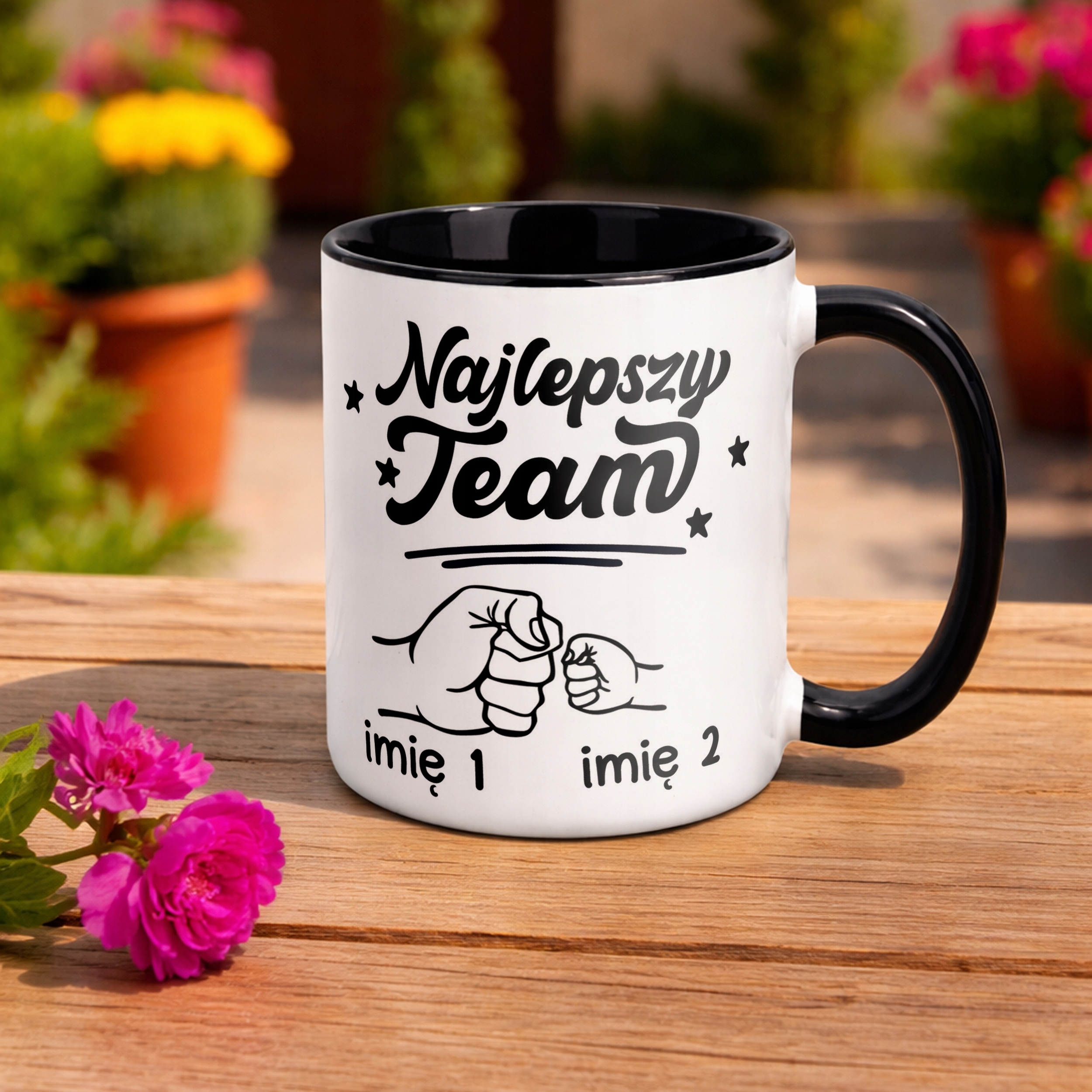 Kubek Czarny Personalizowany Dzień Ojca Najlepszy Team Prezent