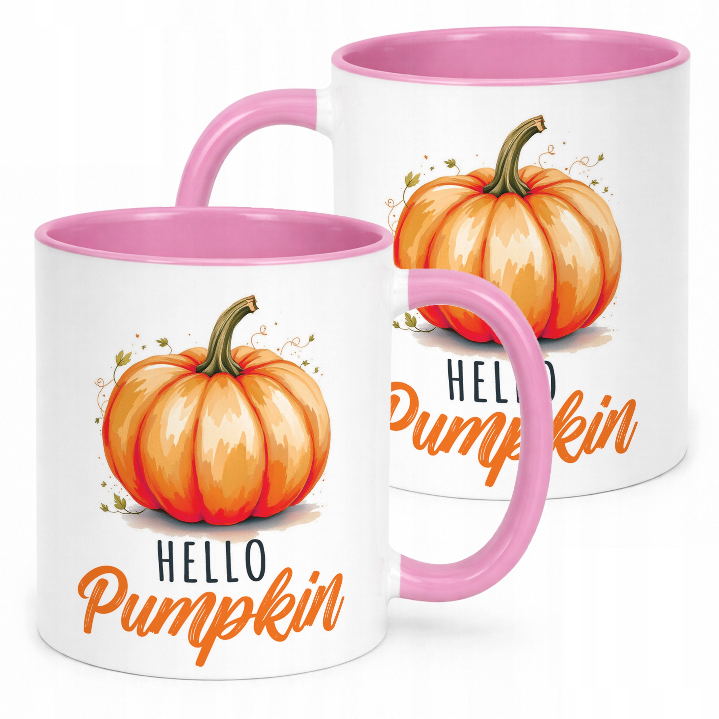 Kubek Różowy Jesienny Jesień Hello Pumpkin Dynia Prezent