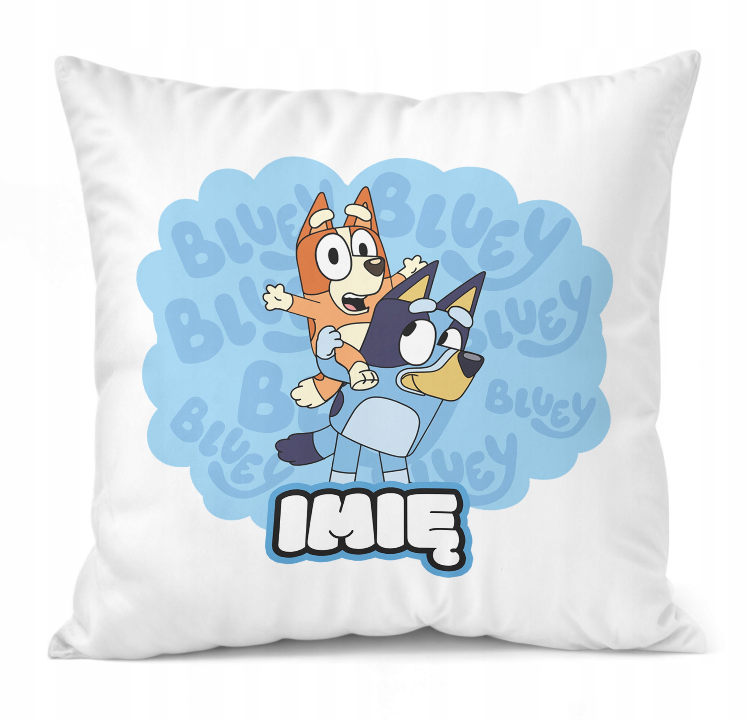 Zestaw Personalizowany Kubek + Poduszka 38×38 cm Dla Fanów Bajki Bluey