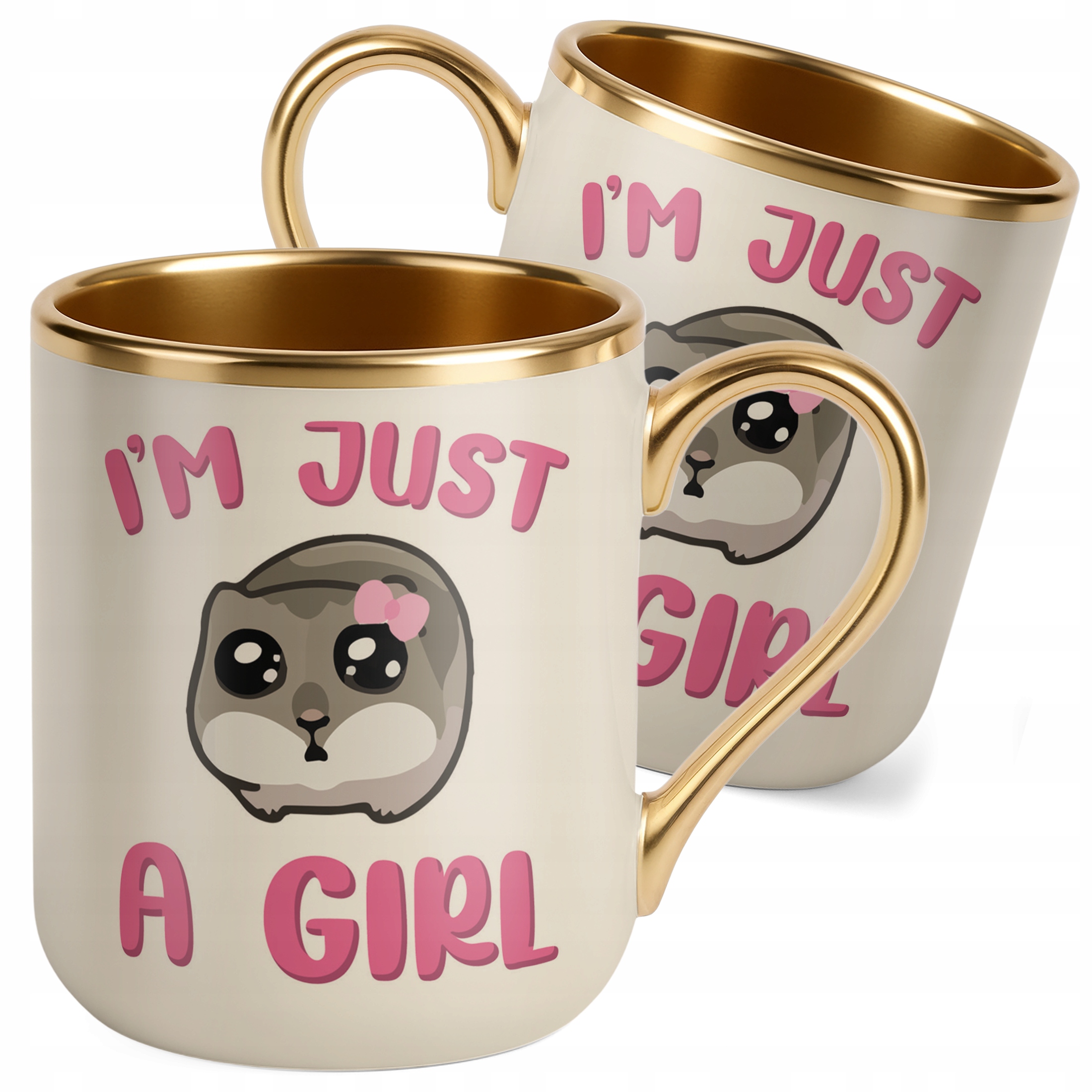 Kubek Premium Złoty Ecru I’M JUST A GIRL Śmieszny Zabawny