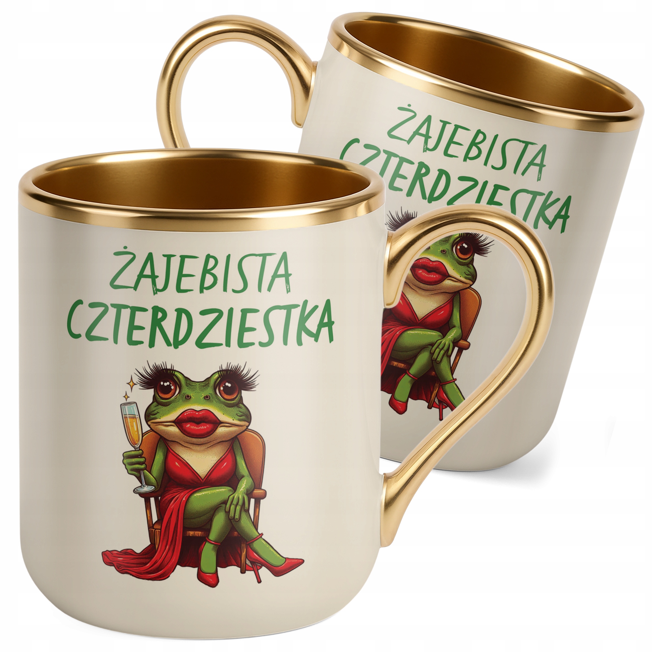 Kubek Premium Złoty Ecru Żajebista 40 Dla Kobiety Na Urodziny Prezent