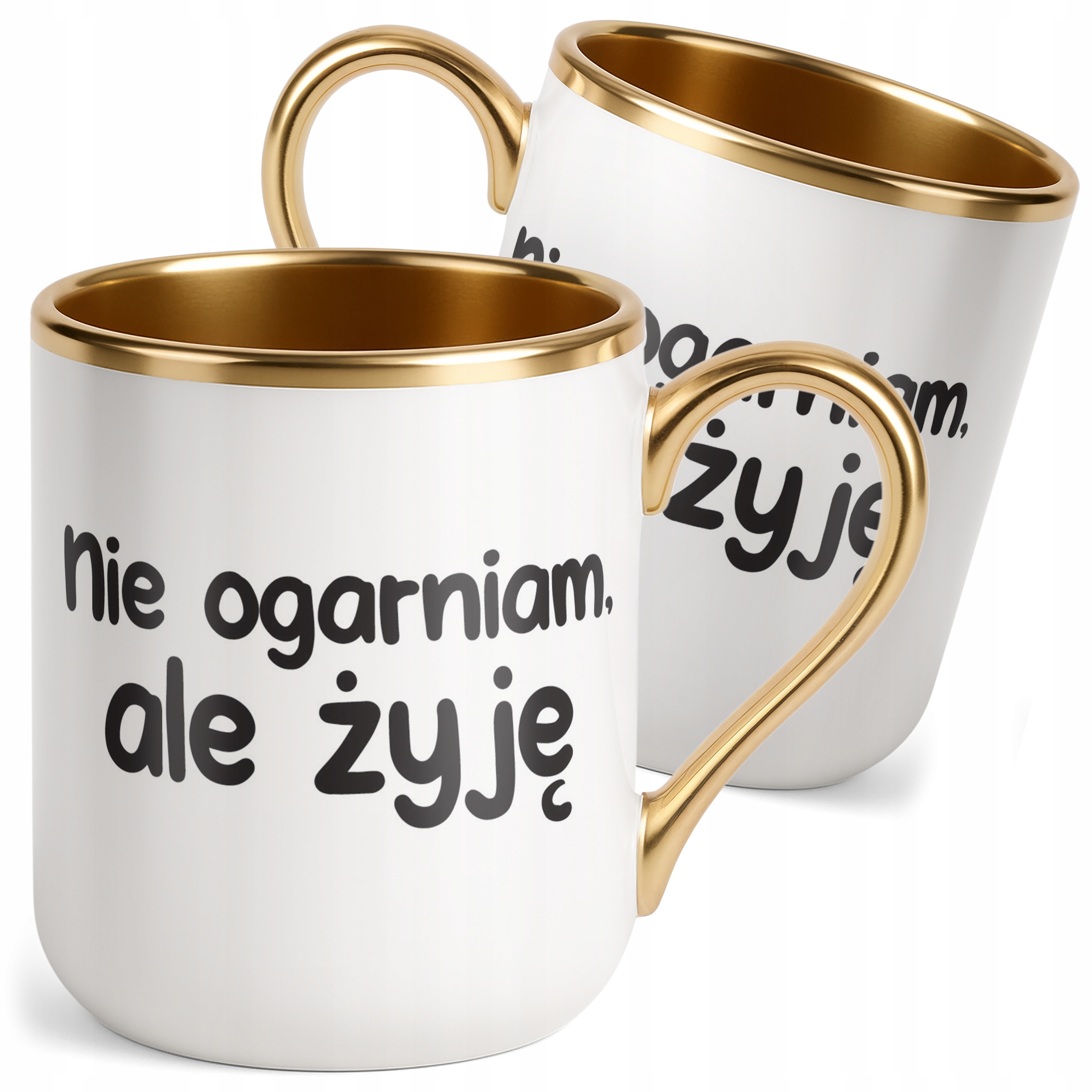 Kubek Premium Złoty Nie Ogarniam Ale Żyję Śmieszny Zabawny Prezent
