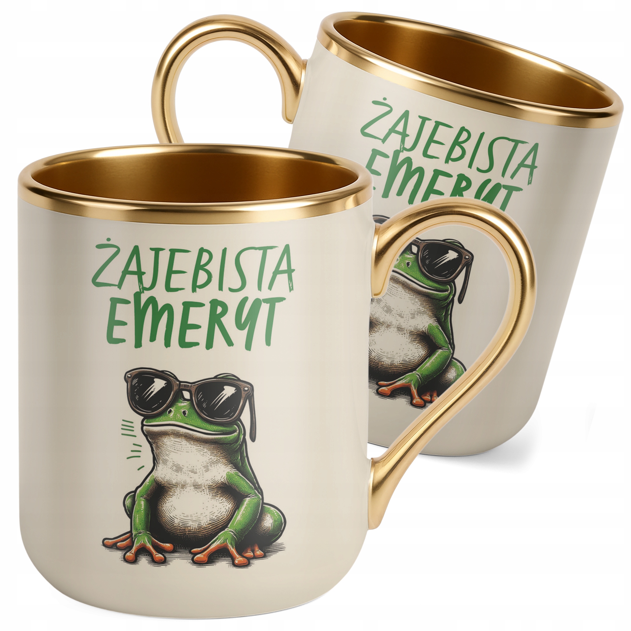 Kubek Premium Złoty Ecru Z okazji Emerytury Dla Emeryta Prezent