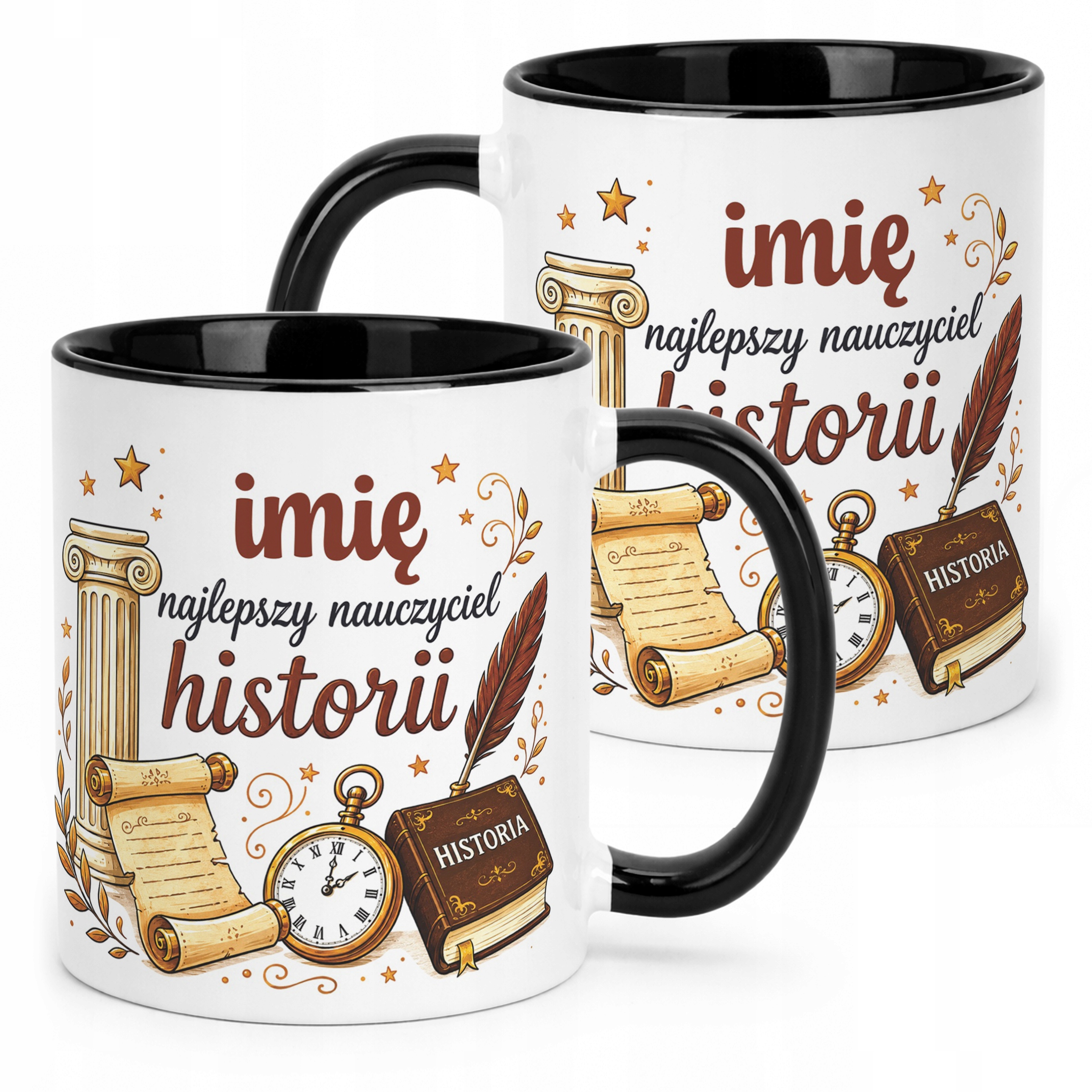 Kubek Czarny z Imieniem Dzień Nauczyciela Historia Prezent