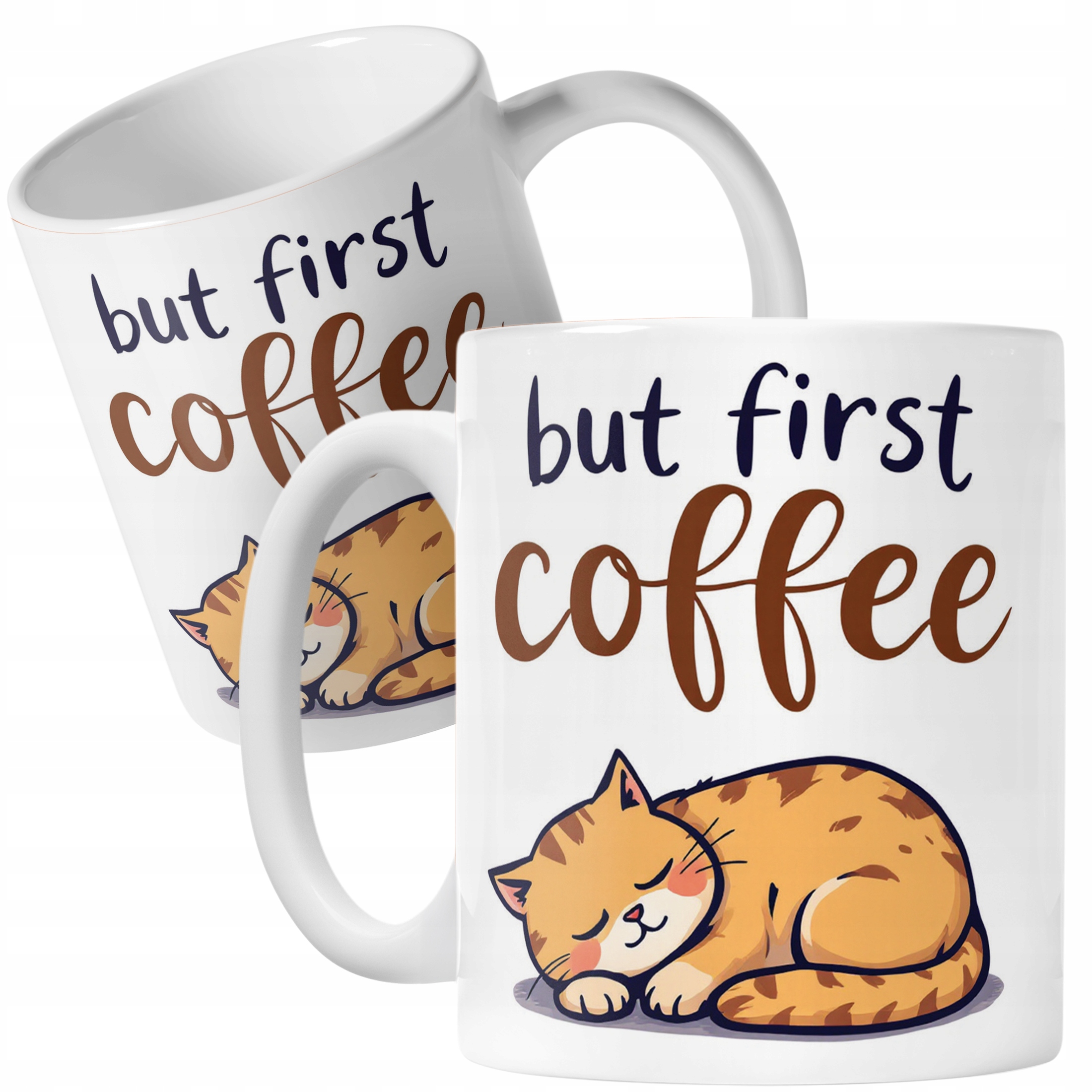Kubek ceramiczny But First Coffee Kawa Kot Dla Kociary Prezent