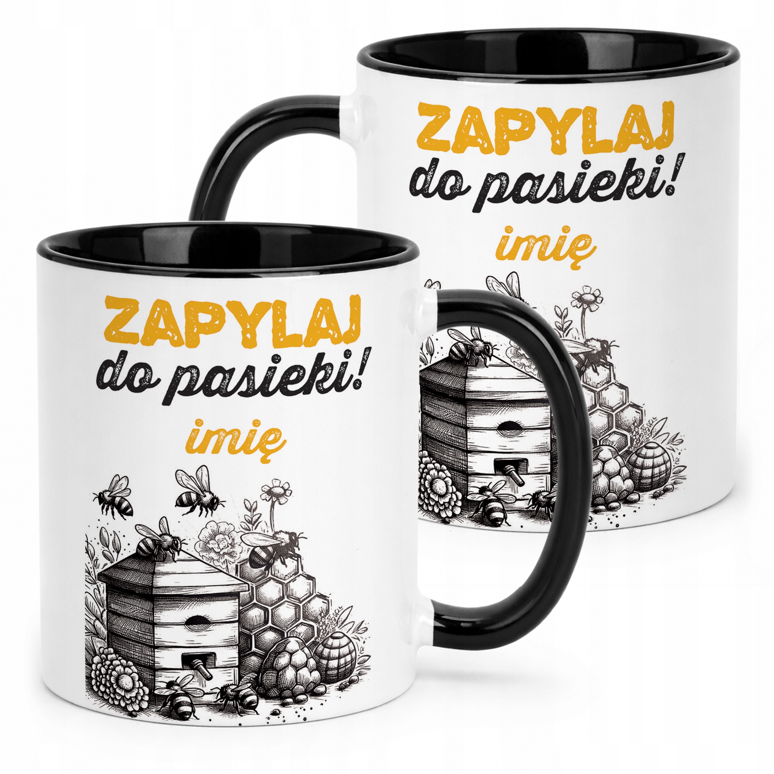 Kubek Czarny Personalizowany Dla Pszczelarza Pszczoły Pasieka Prezent