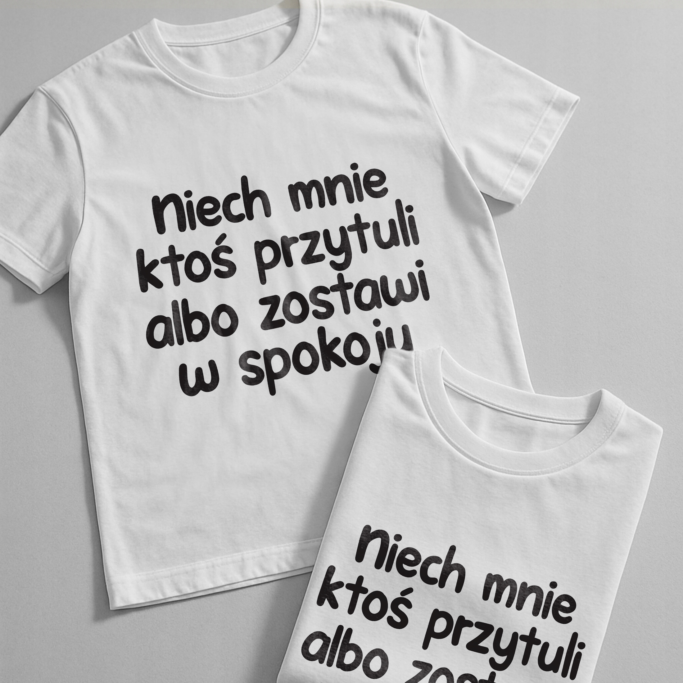 Koszulka biała męska Niech Mnie Ktoś Przytuli Zabawny Prezent r. 3XL