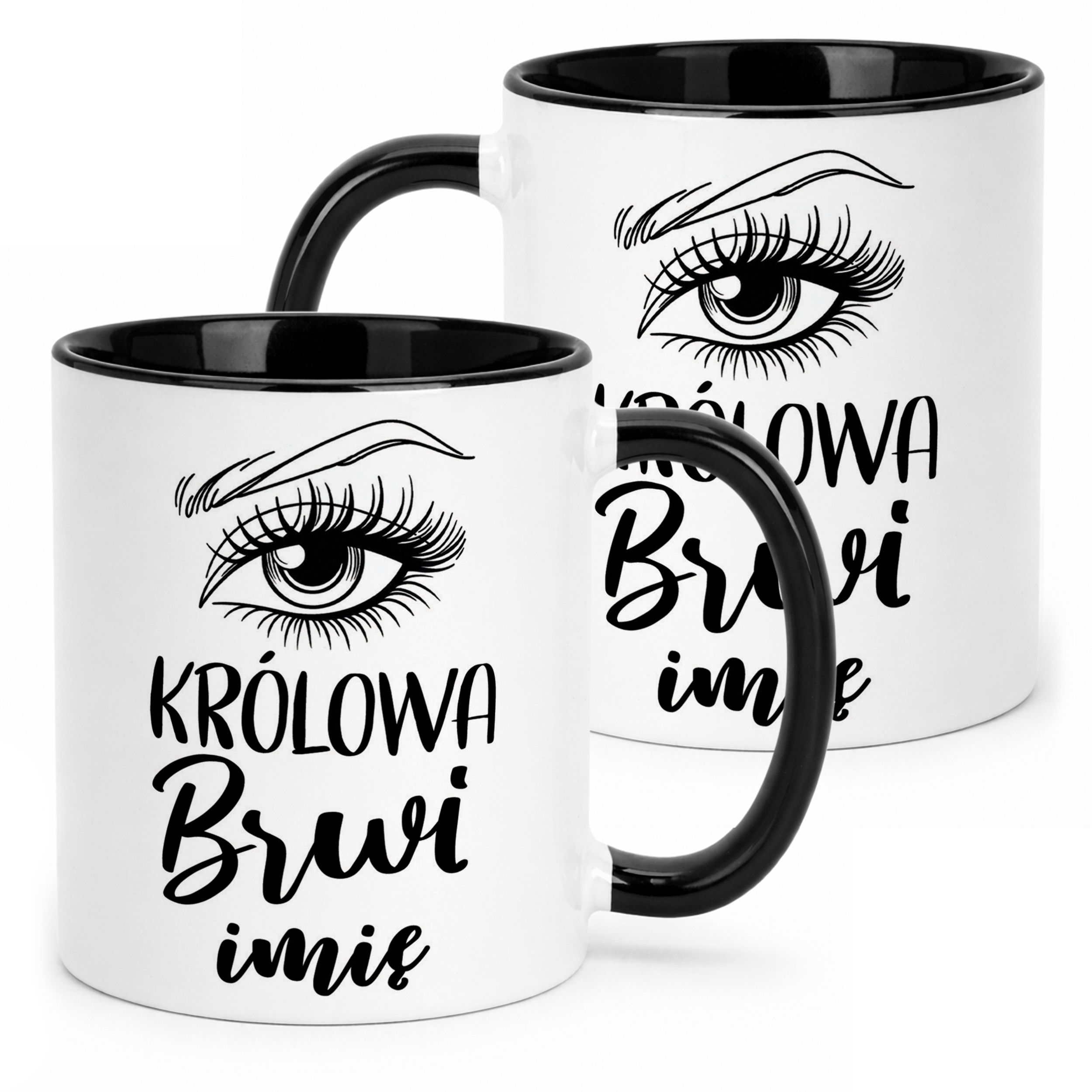 Kubek Czarny Personalizowany Królowa Brwi Dla Stylistki Prezent