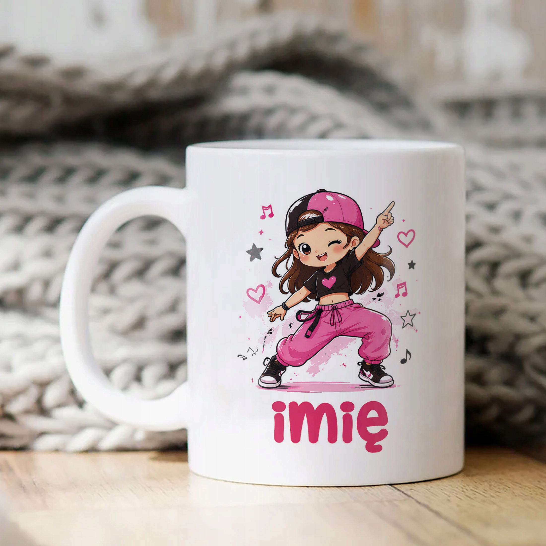 Biały Kubek z nadrukiem personalizowany Taniec Hip Hop Dla Dzieci Prezent