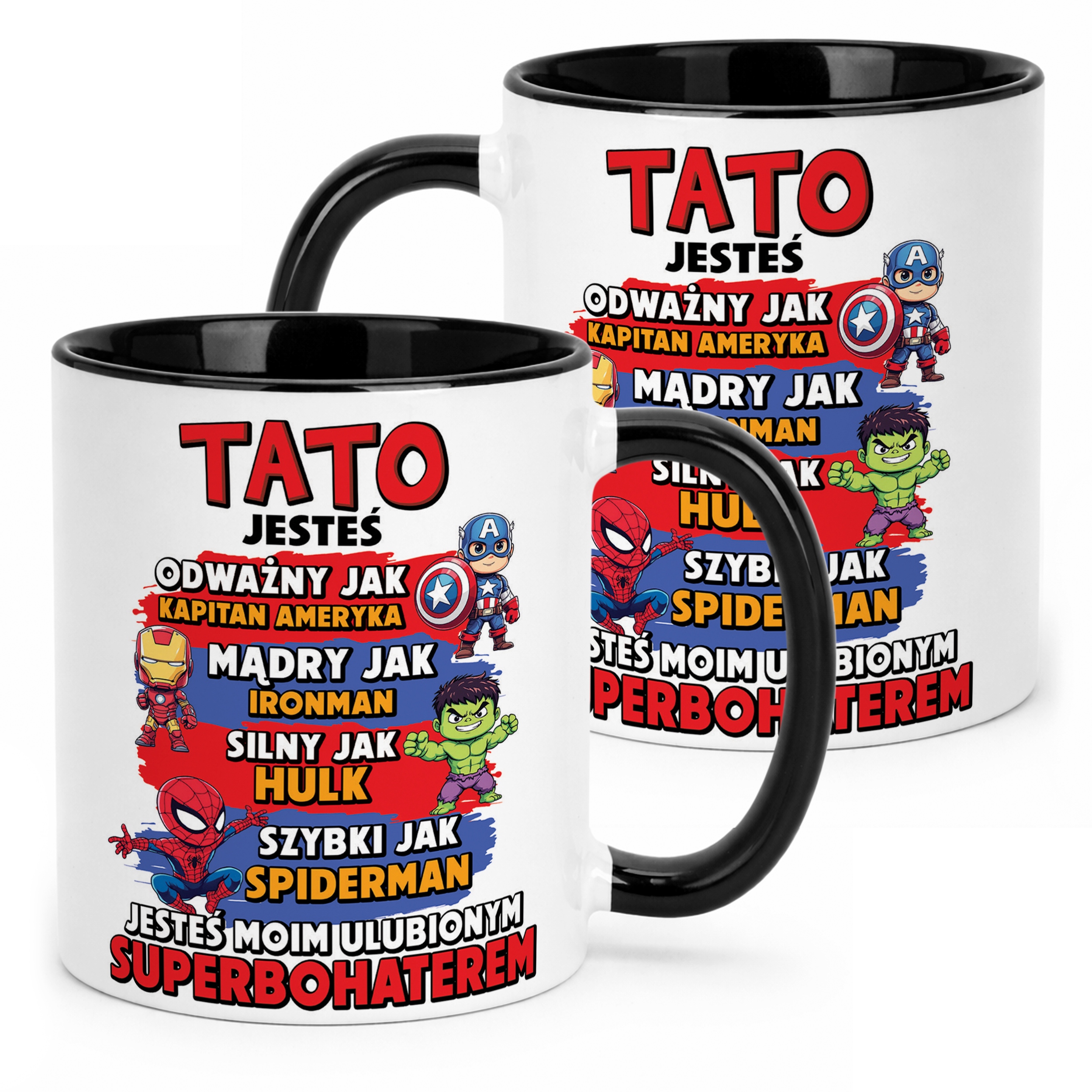 Kubek Czarny Dzień Ojca Dla Taty Tata Superbohater Prezent