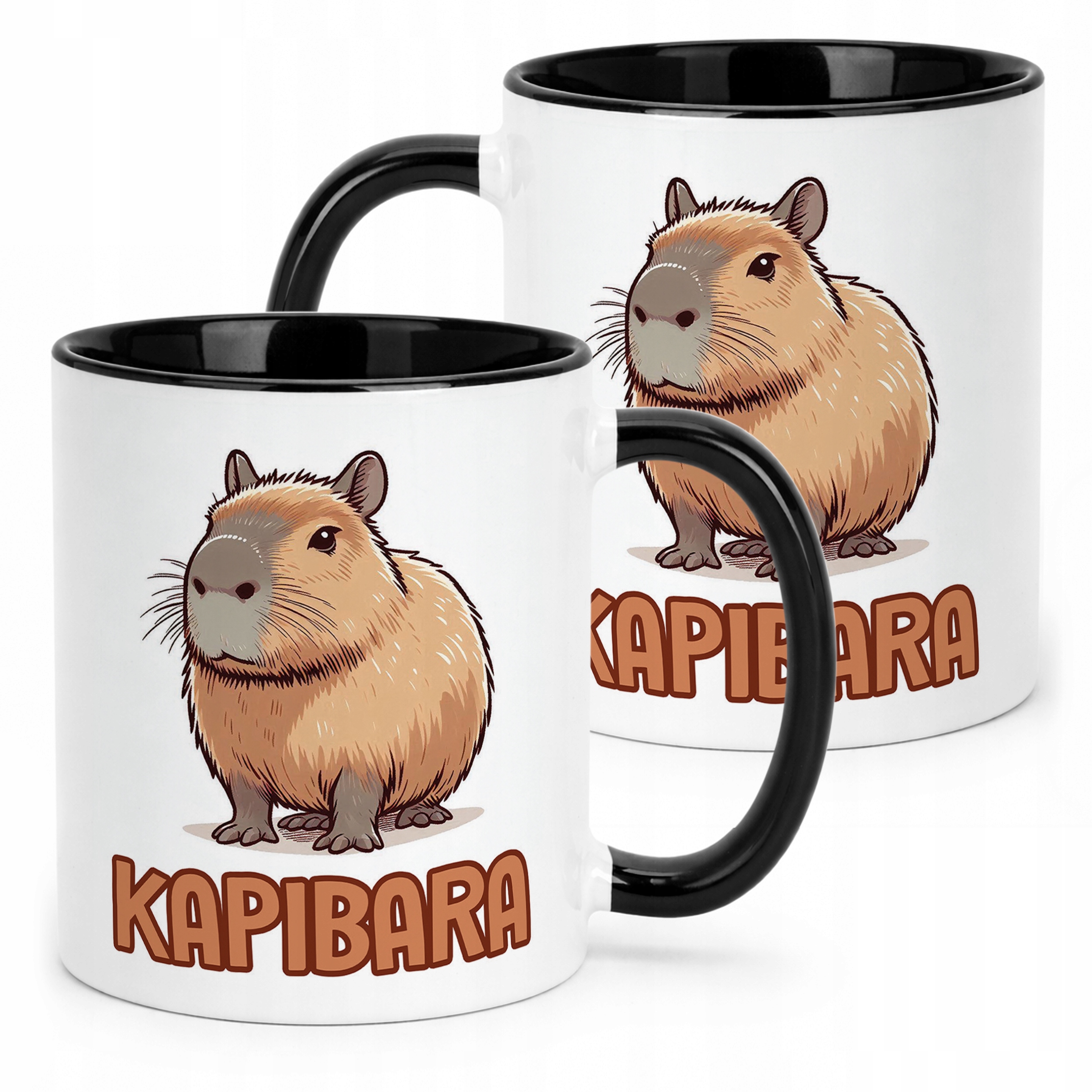 Kubek Czarny Kapibara Capybara Zwierzak Słodki Dla Dzieci Prezent