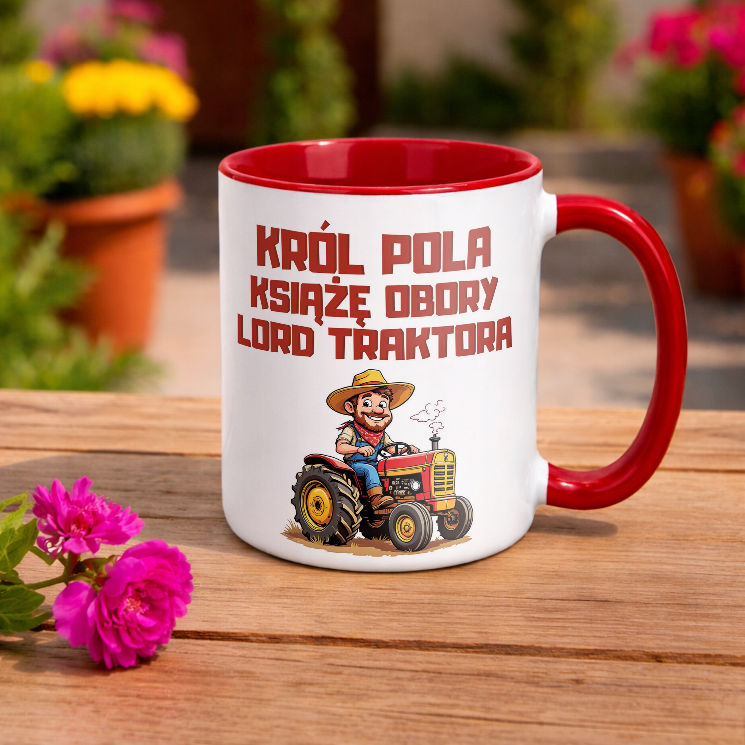 Kubek Czerwony Rolnik Dla Rolnika Traktor Zabawny Prezent Upominek