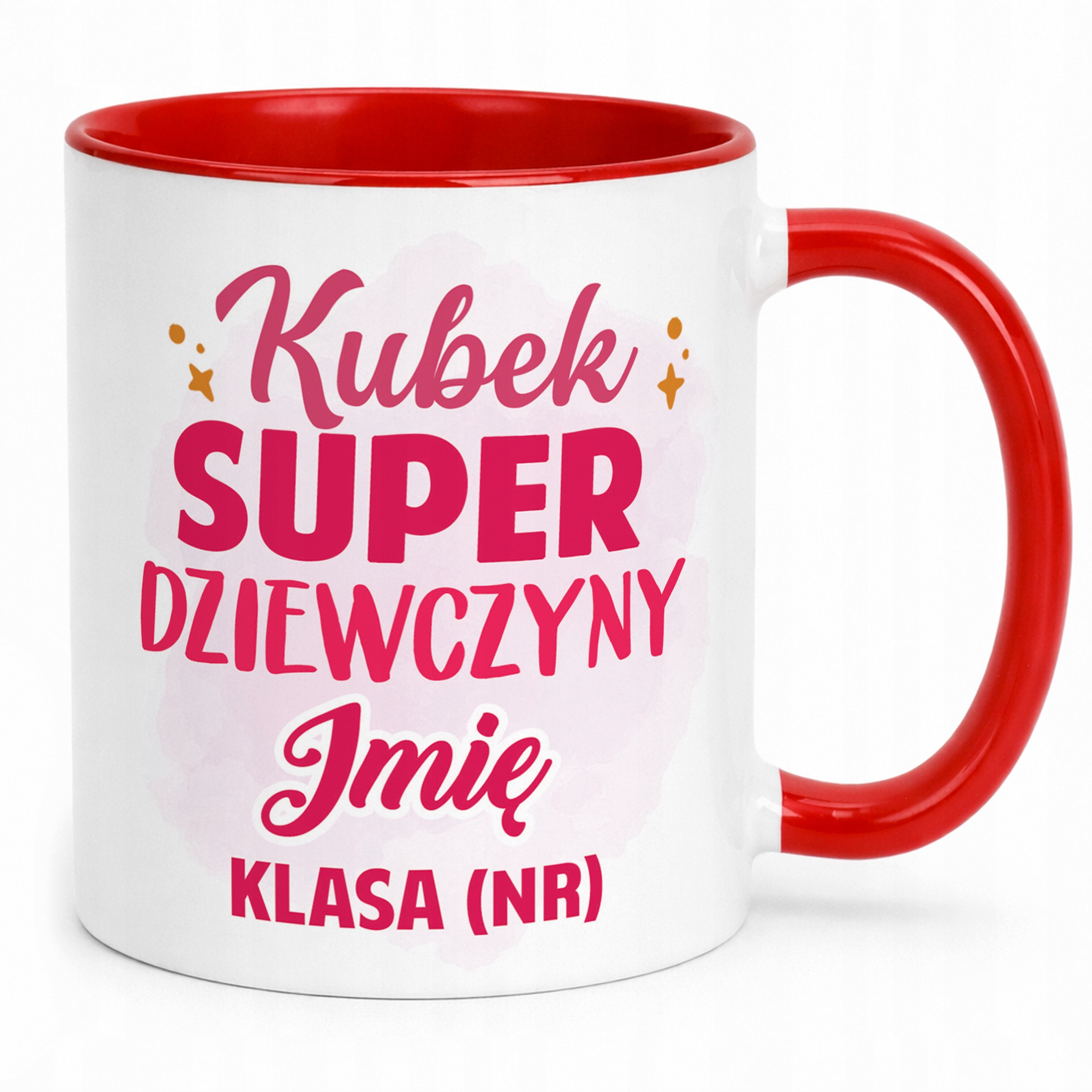 Kubek Czerwony Z Imieniem Klasa Dzień Kobiet Dla Dziewczynki Prezent