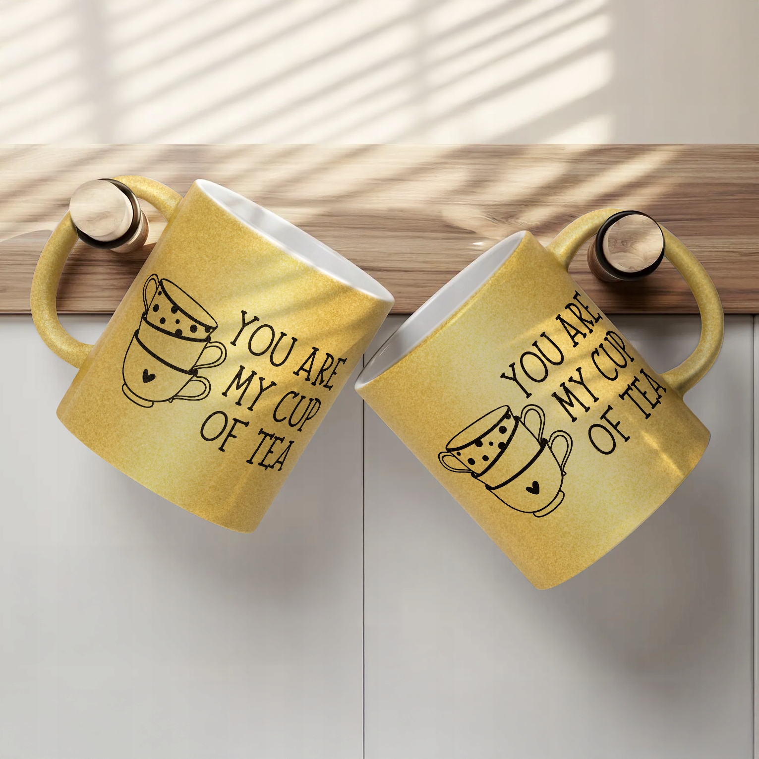 Złoty kubek brokatowy You Are My Cup Of Tea Walentynki Prezent