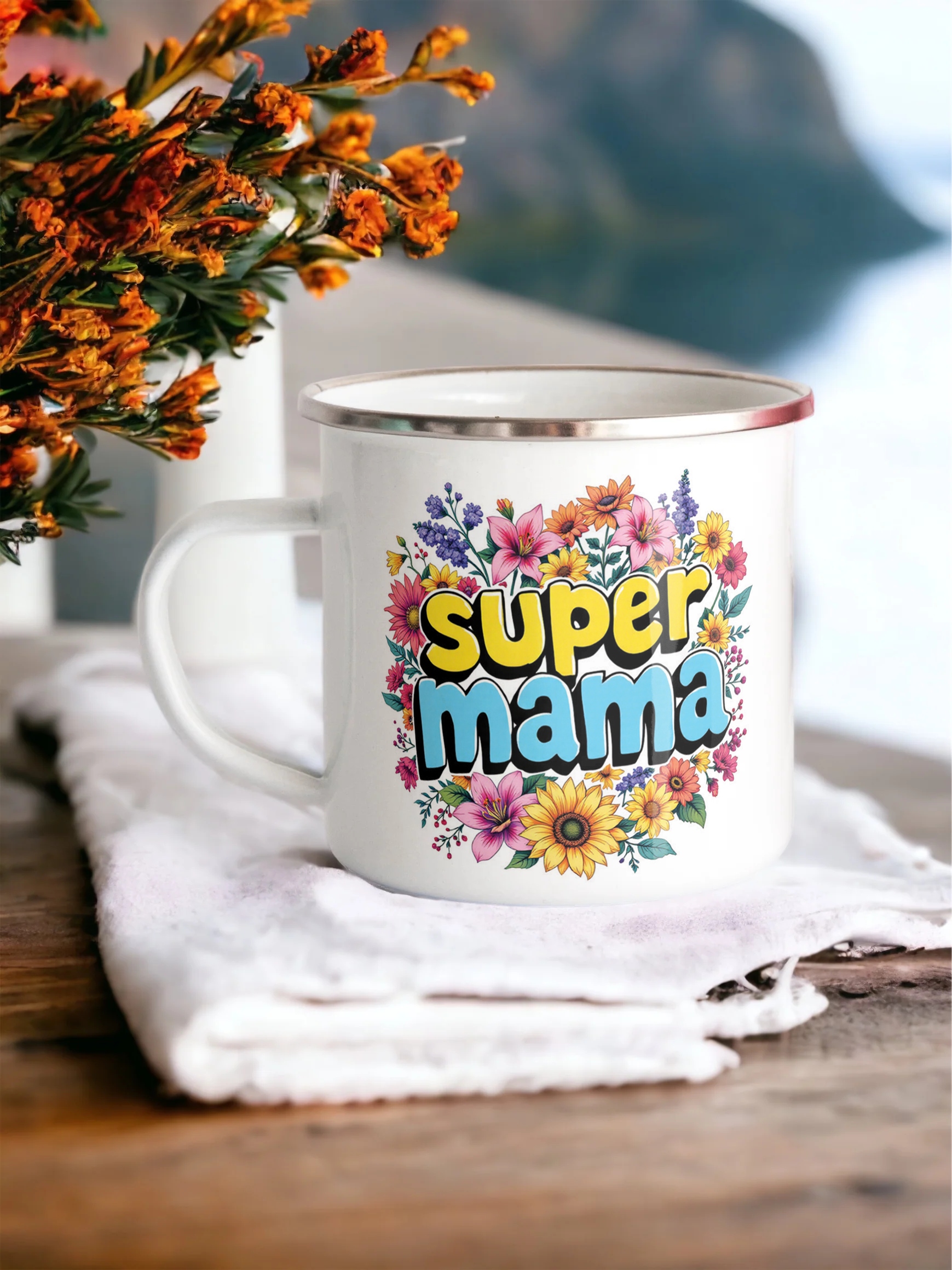 Emaliowany Kubek Garnuszek Dzień Matki Dla Mamy Prezent Super Mama