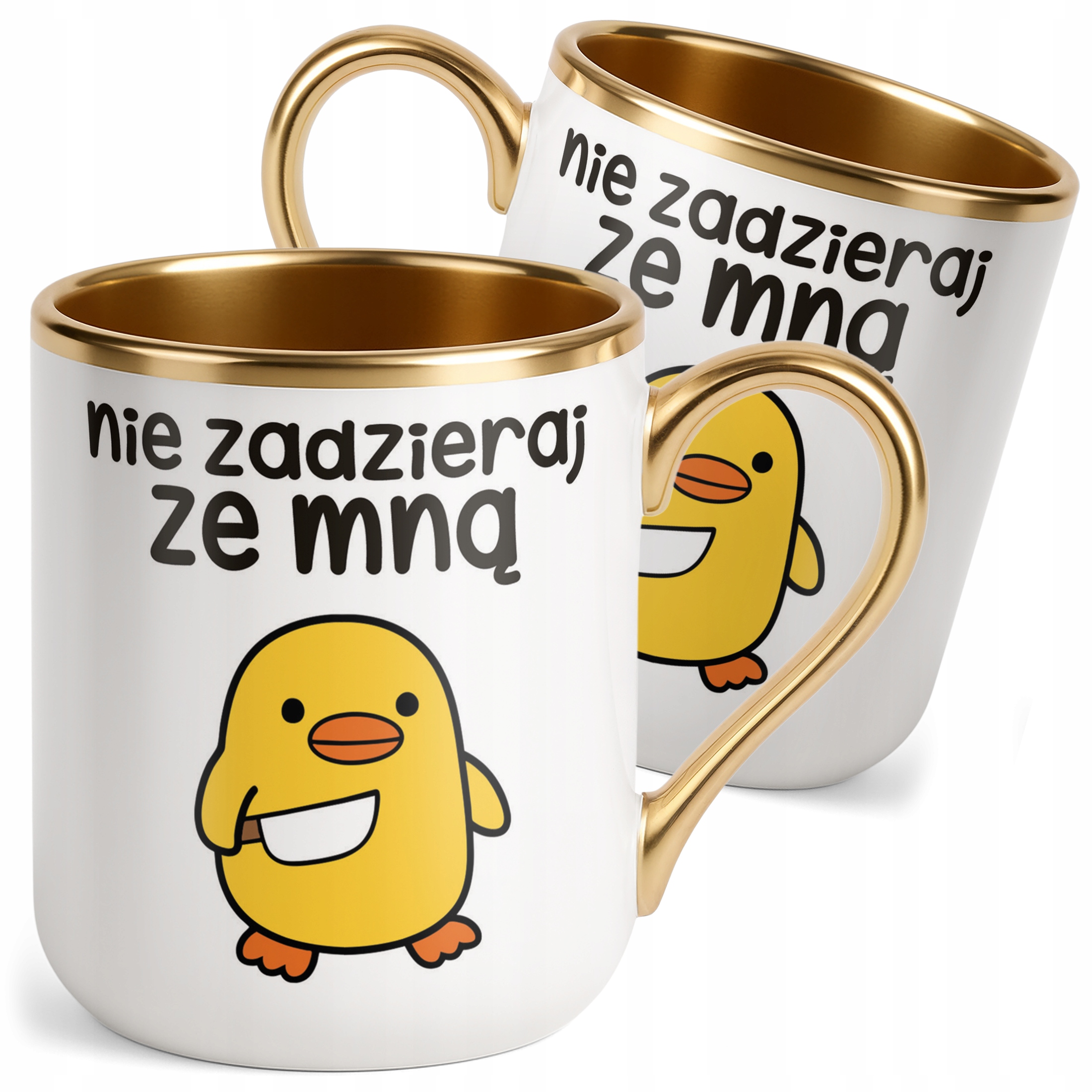 Kubek Premium Złoty Nie Zadzieraj Ze Mną Śmieszny Zabawny Prezent