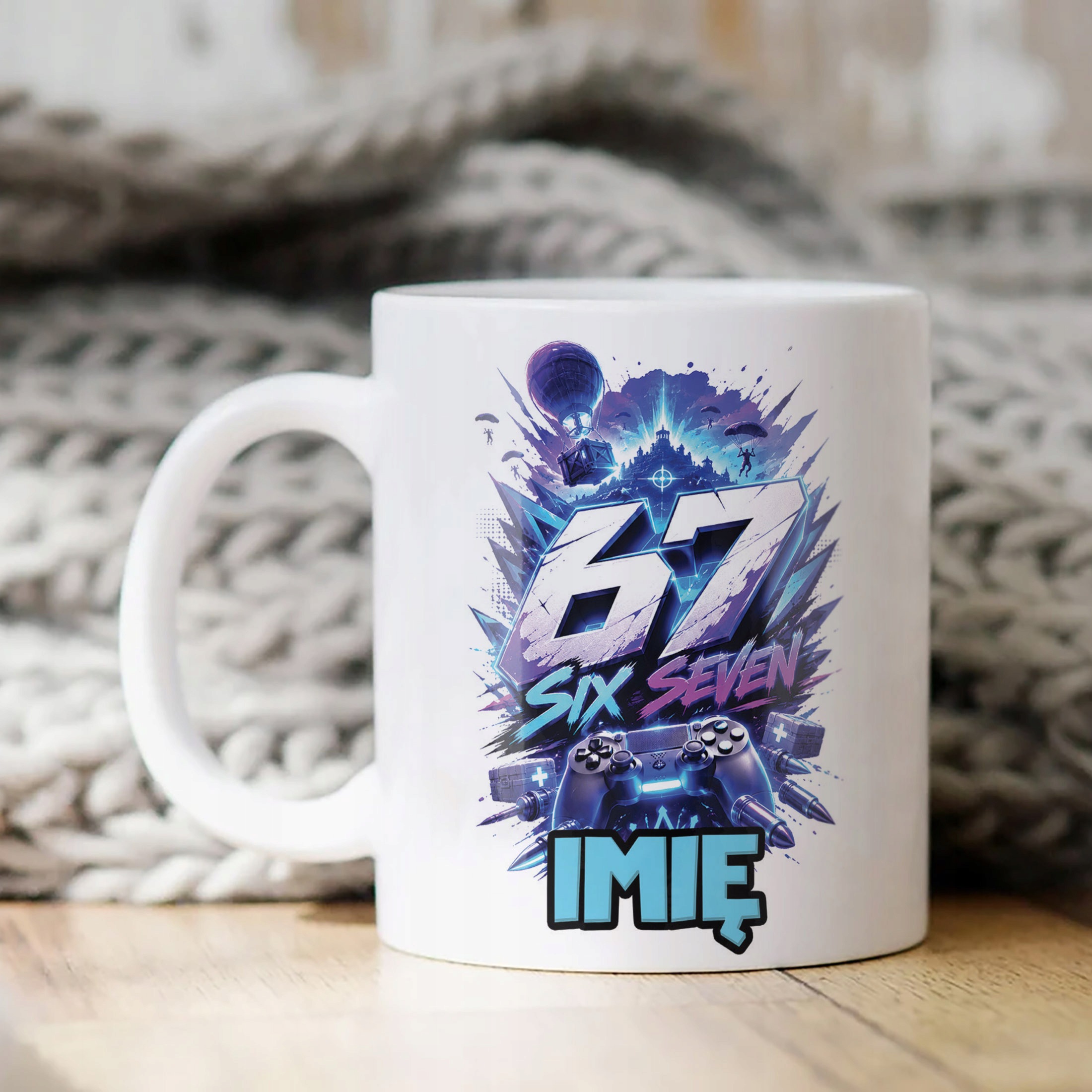 Biały Kubek z nadrukiem personalizowany SIX SEVEN Dla Dzieci Prezent