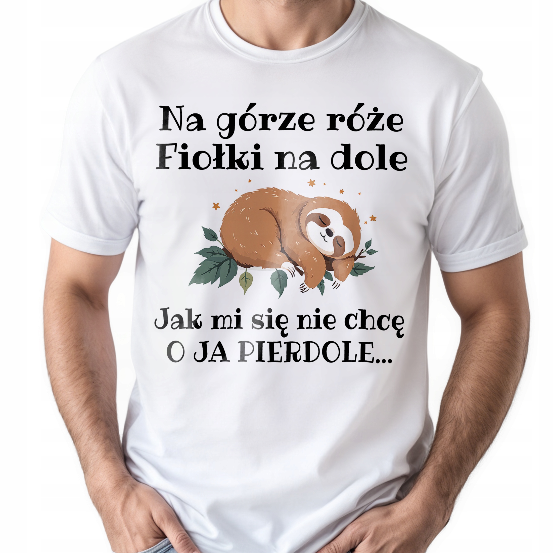 Koszulka biała męska Jak Mi Się Nie Chcę Zabawny Prezent
