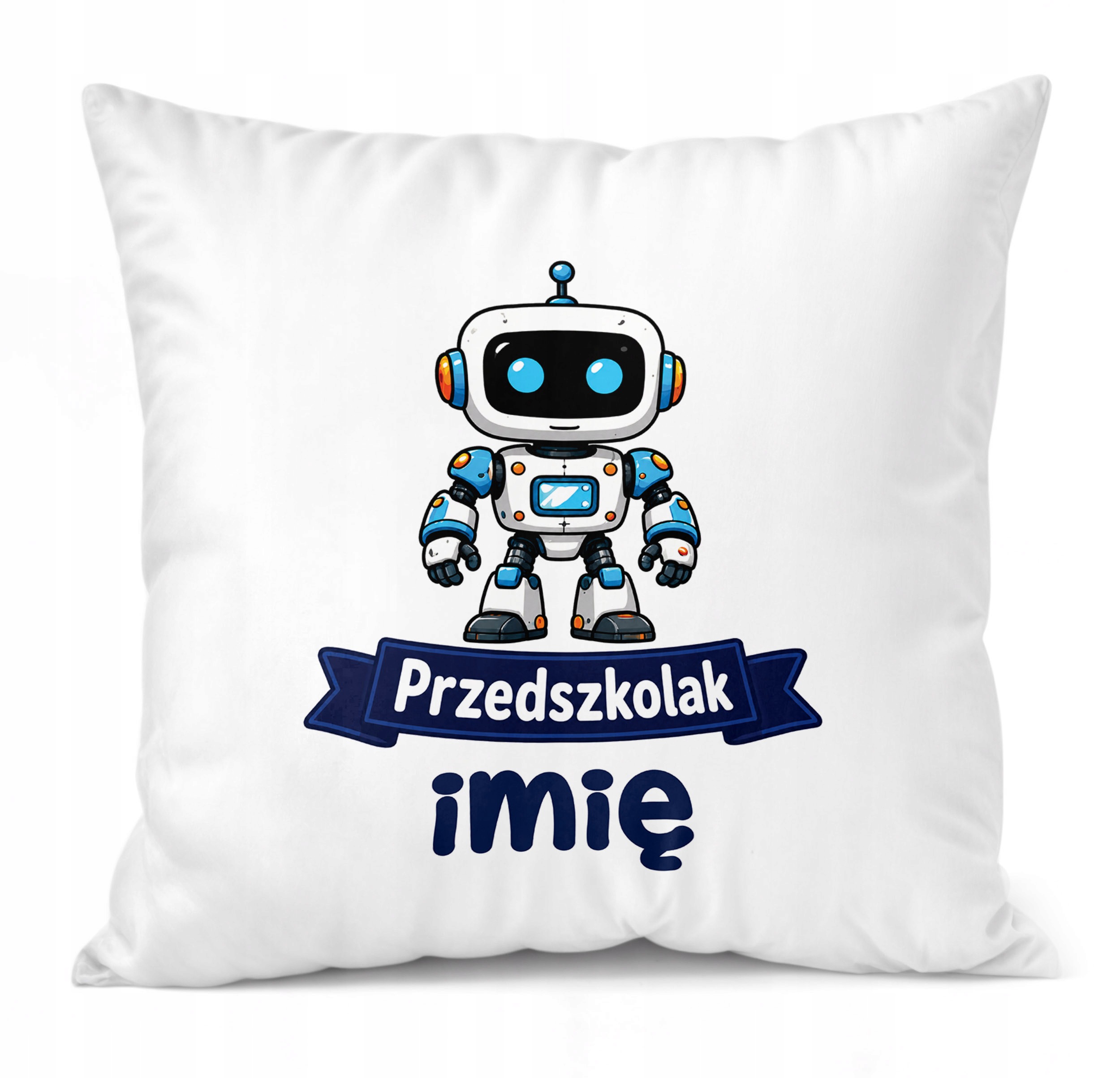 Zestaw Personalizowany Kubek Czarny Poduszka Przedszkolak Robot