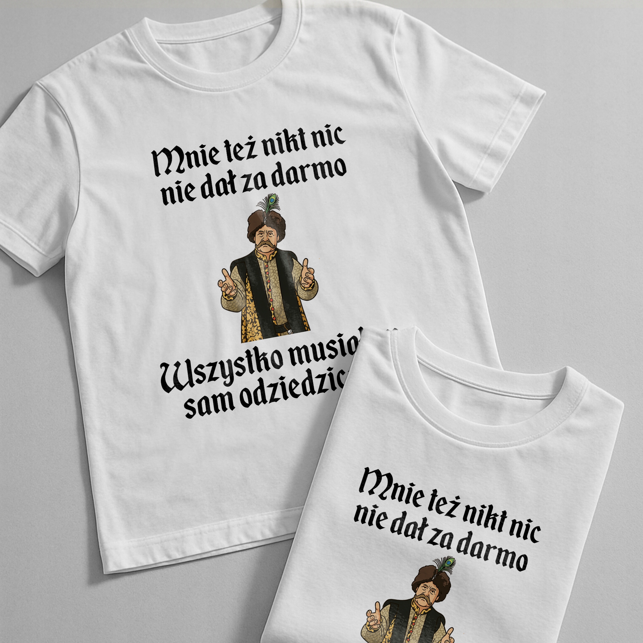 Koszulka biała męska 1670 Musiałem Sam Odziedziczyć r. 3XL