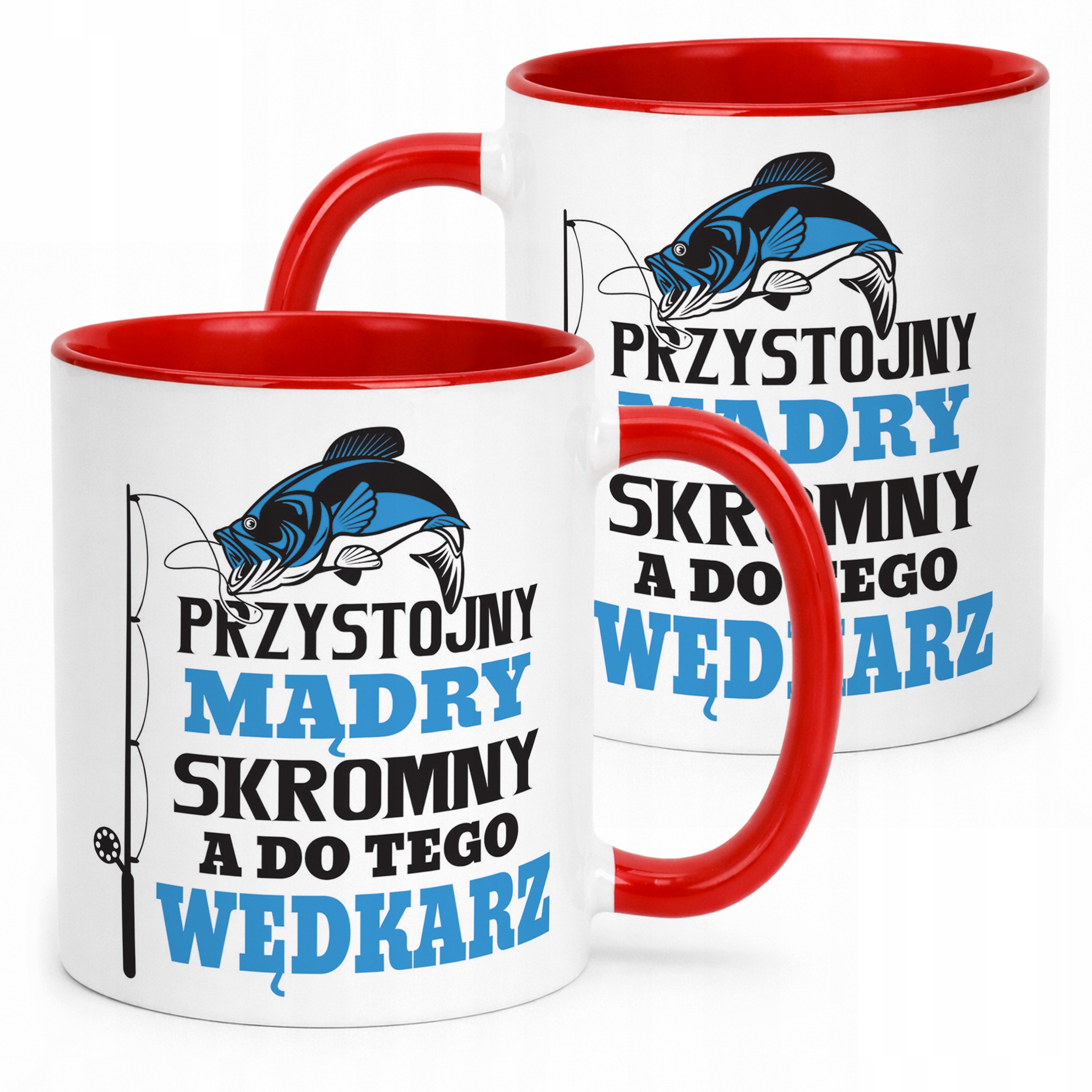 Kubek Czerwony Dla Wędkarza Ryby Wędkowanie Prezent Upominek