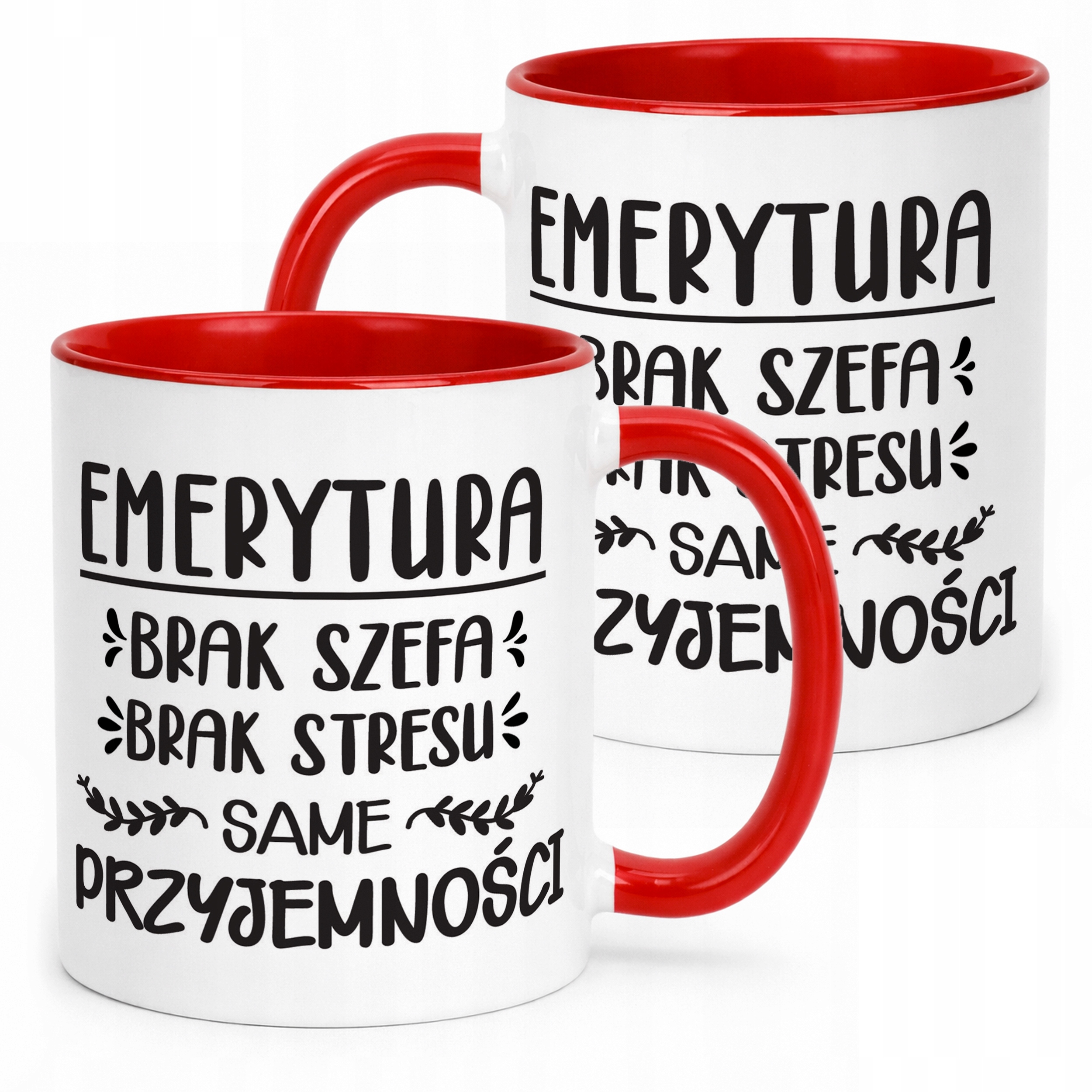 Kubek Czerwony z okazji Emerytury Dla Emeryta Emerytki Prezent Upominek