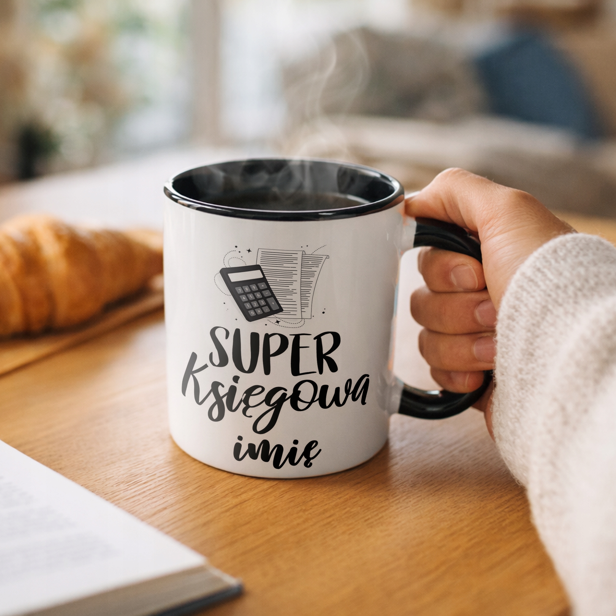 Kubek Czarny Personalizowany Super Księgowa Dla Księgowej Prezent