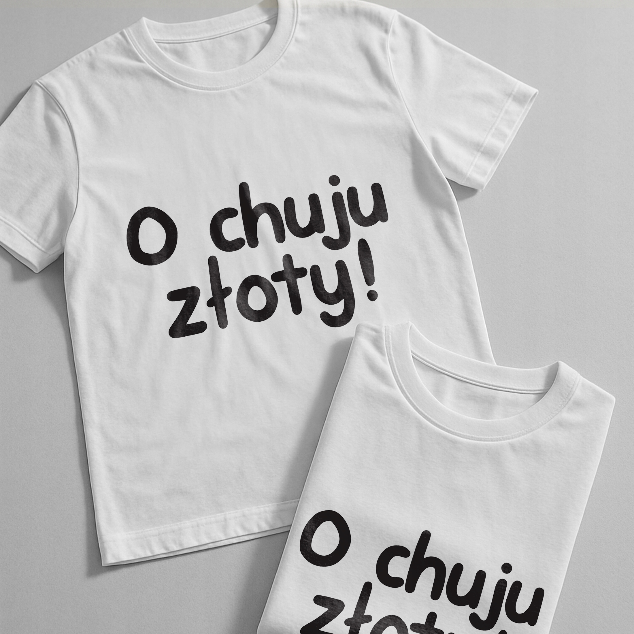 Koszulka biała męska O Ch**u Złoty Zabawny Prezent r. 3XL