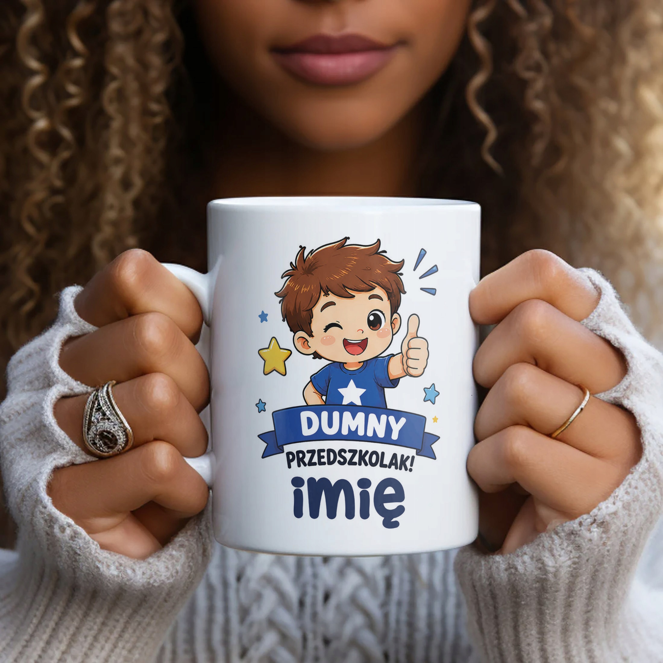 Biały Kubek z nadrukiem personalizowany Przedszkolak Szkoła Dla Dzieci