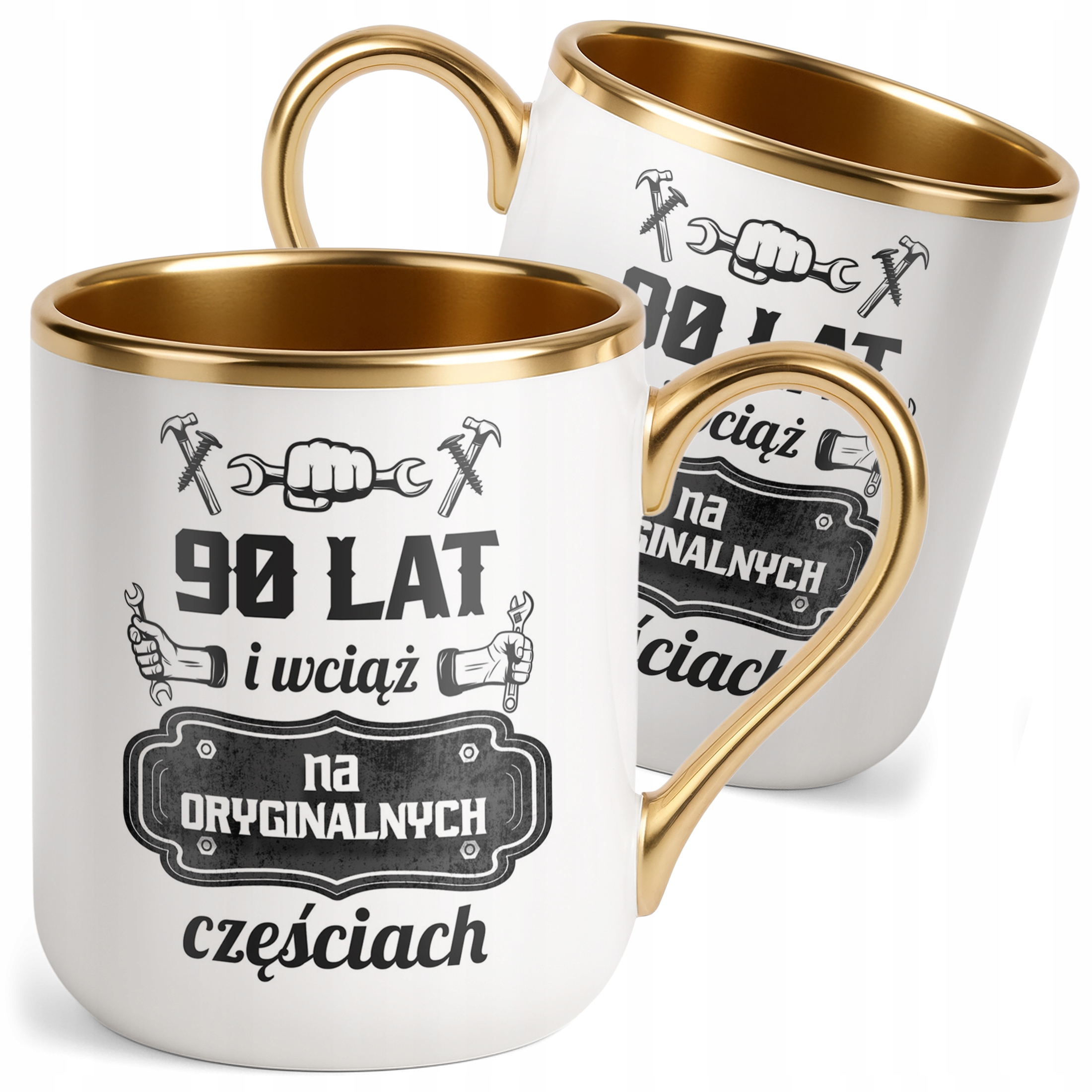 Kubek Premium Złoty 90 Lat i Wciąż Na Oryginalnych Częściach Urodziny