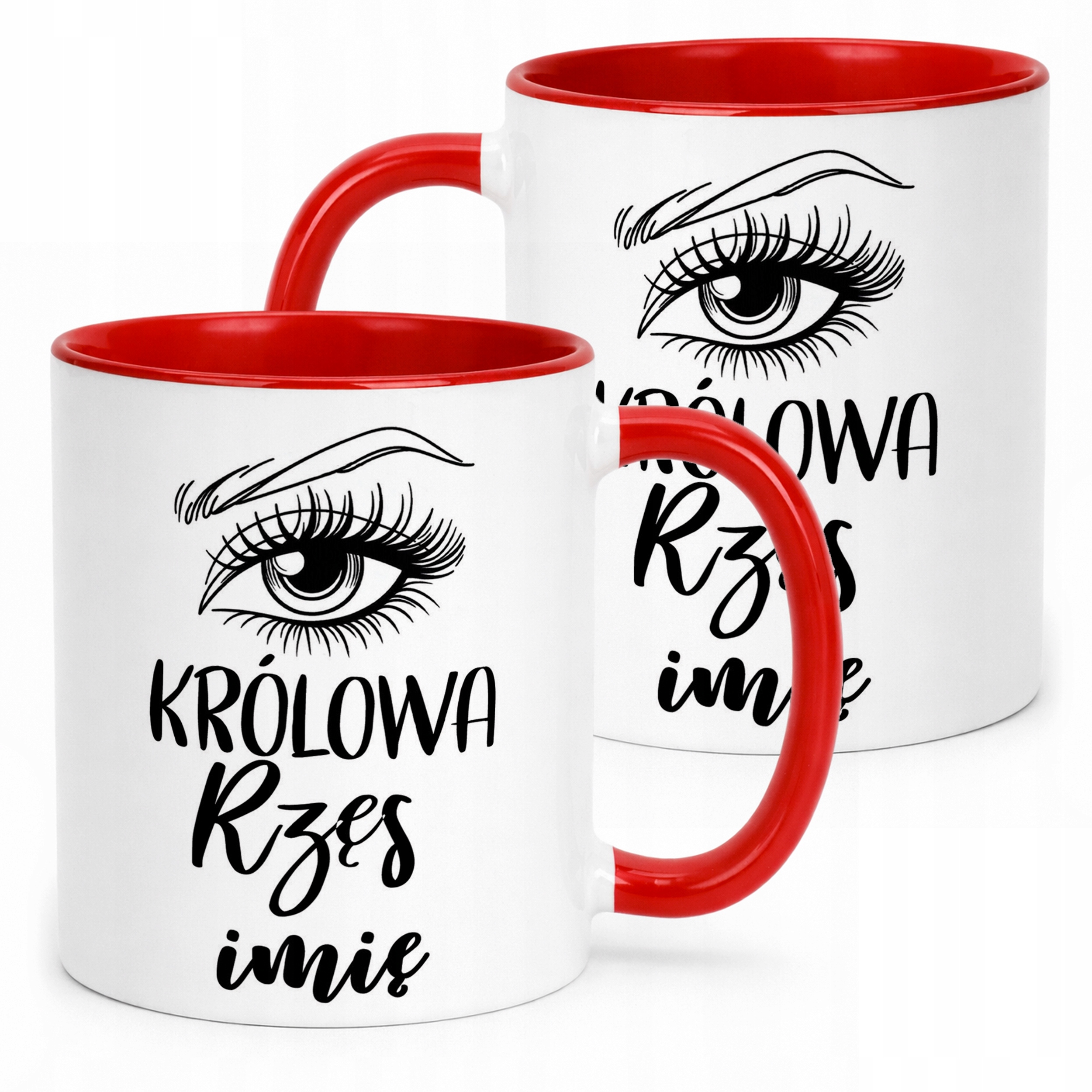 Kubek Czerwony Personalizowany Królowa Rzęs Dla Stylistki Prezent