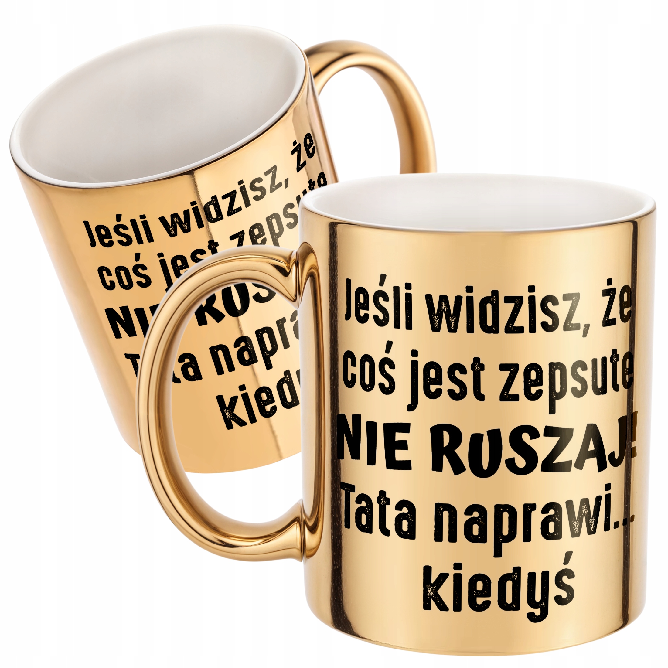 Złoty Kubek Dzień Ojca Dla Taty Tata Naprawi Kiedyś Prezent