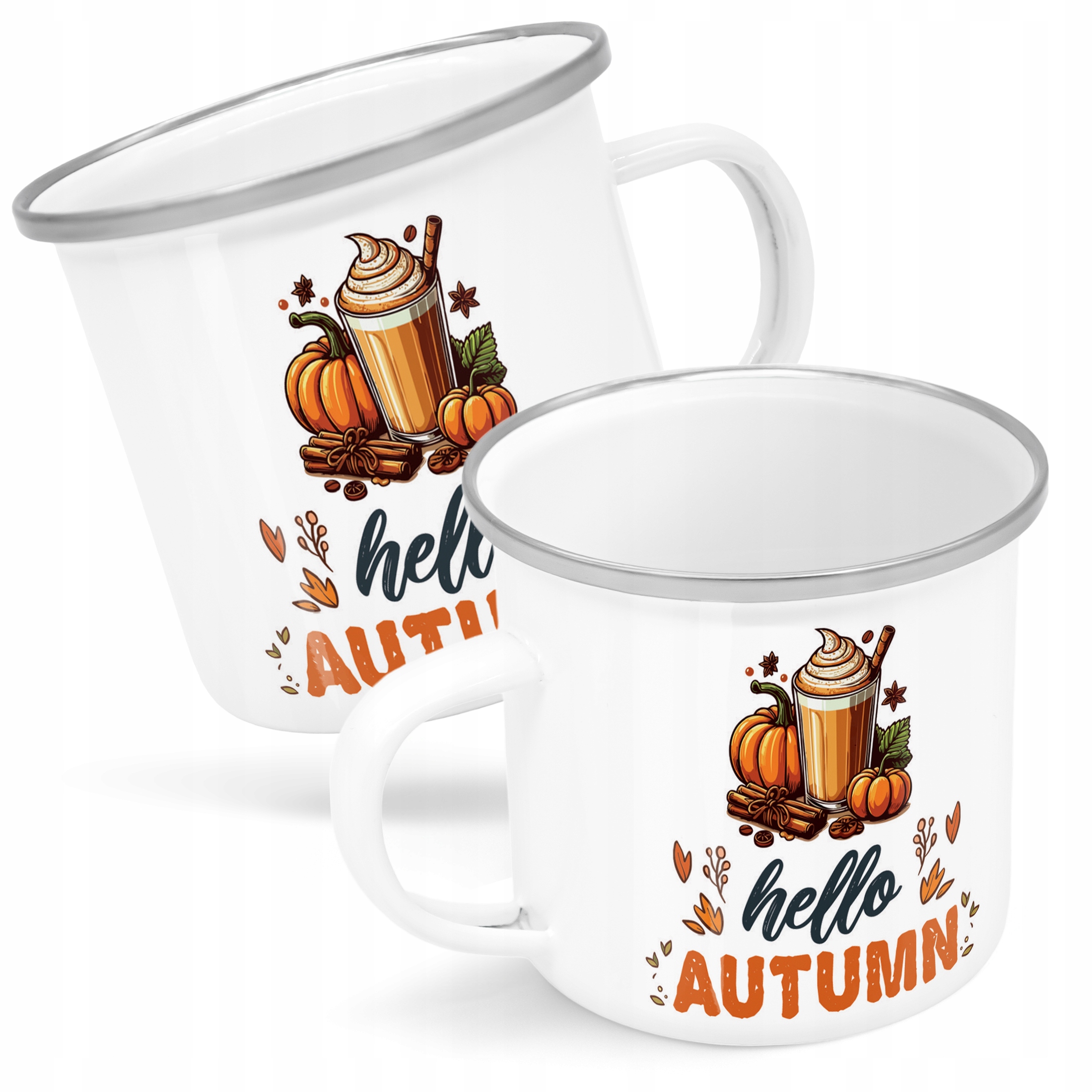 Emaliowany Kubek Garnuszek Jesienny Jesień Hello Pumpkin Dynia Prezent