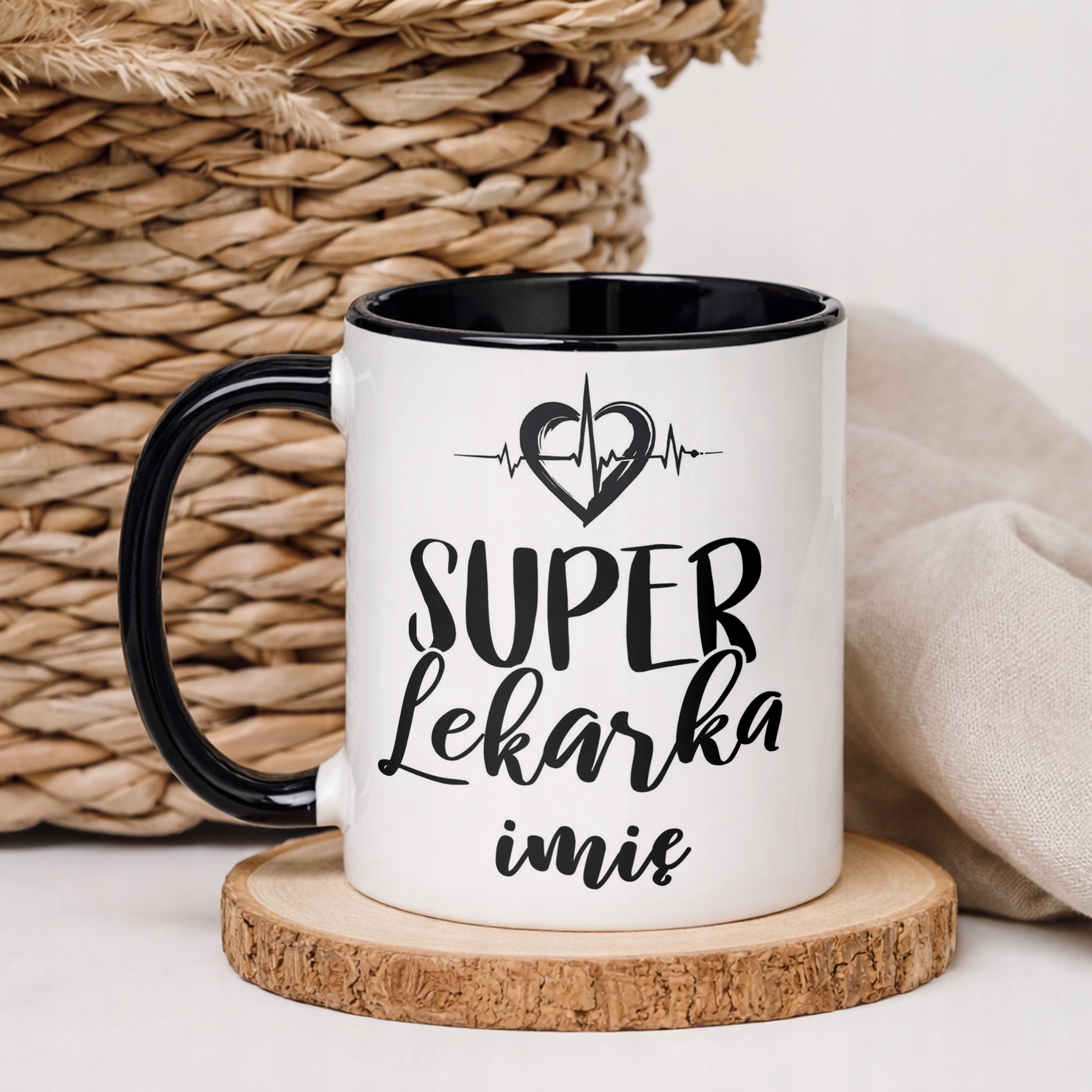 Kubek Czarny Personalizowany Super Lekarka Prezent Upominek