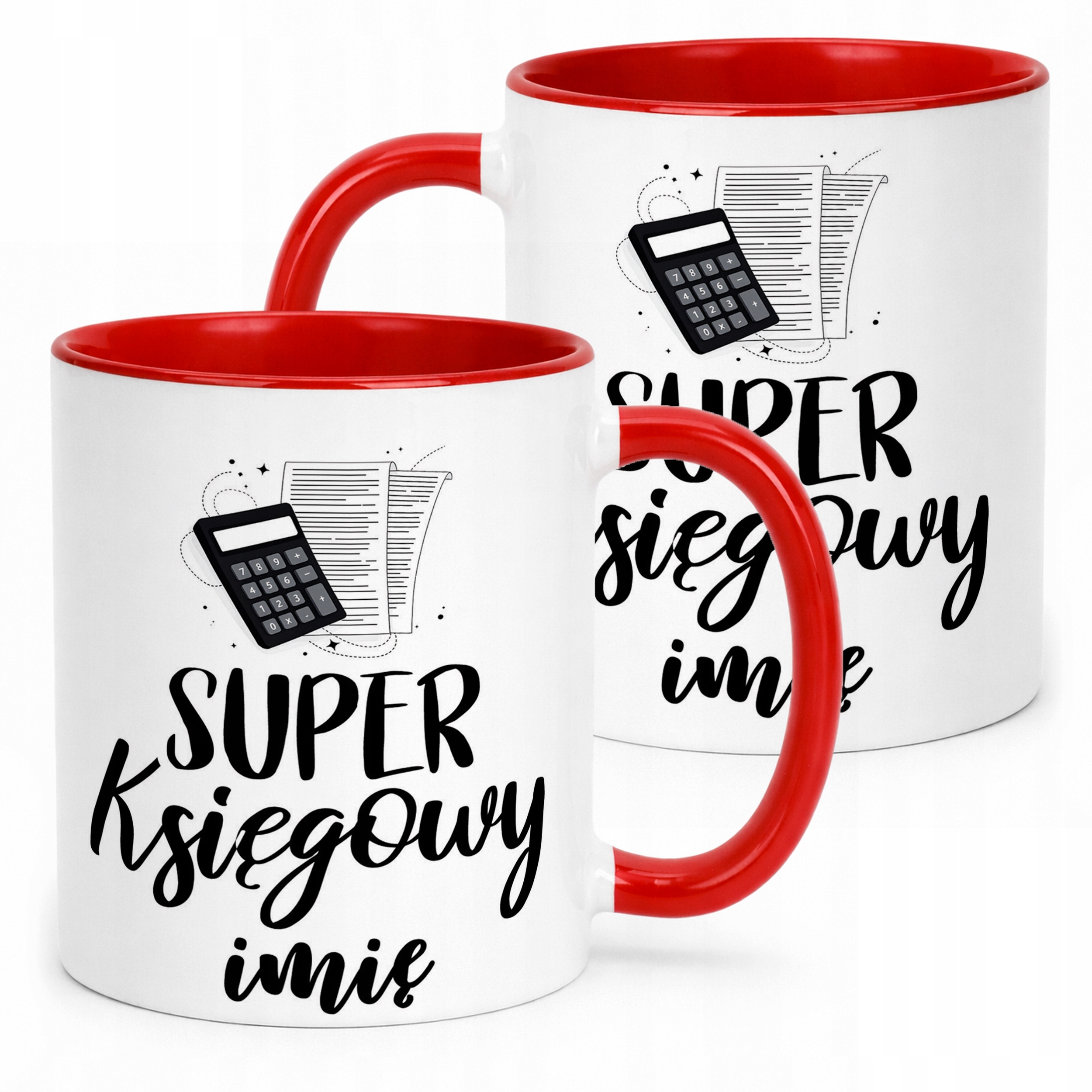 Kubek Czerwony Personalizowany Super Księgowy Prezent Upominek