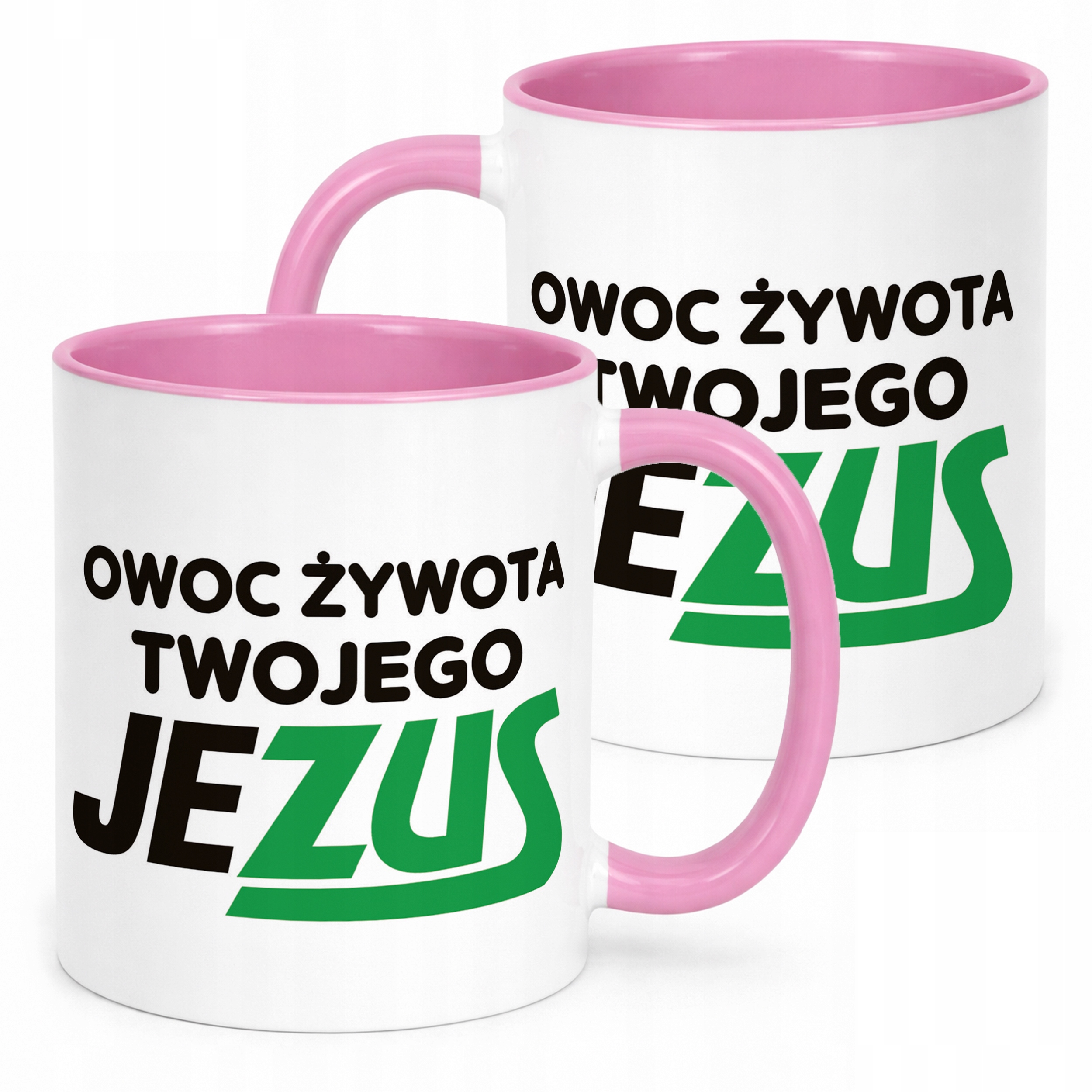 Kubek Różowy Owoc Żywota Twojego Jezus Śmieszny Zabawny Prezent