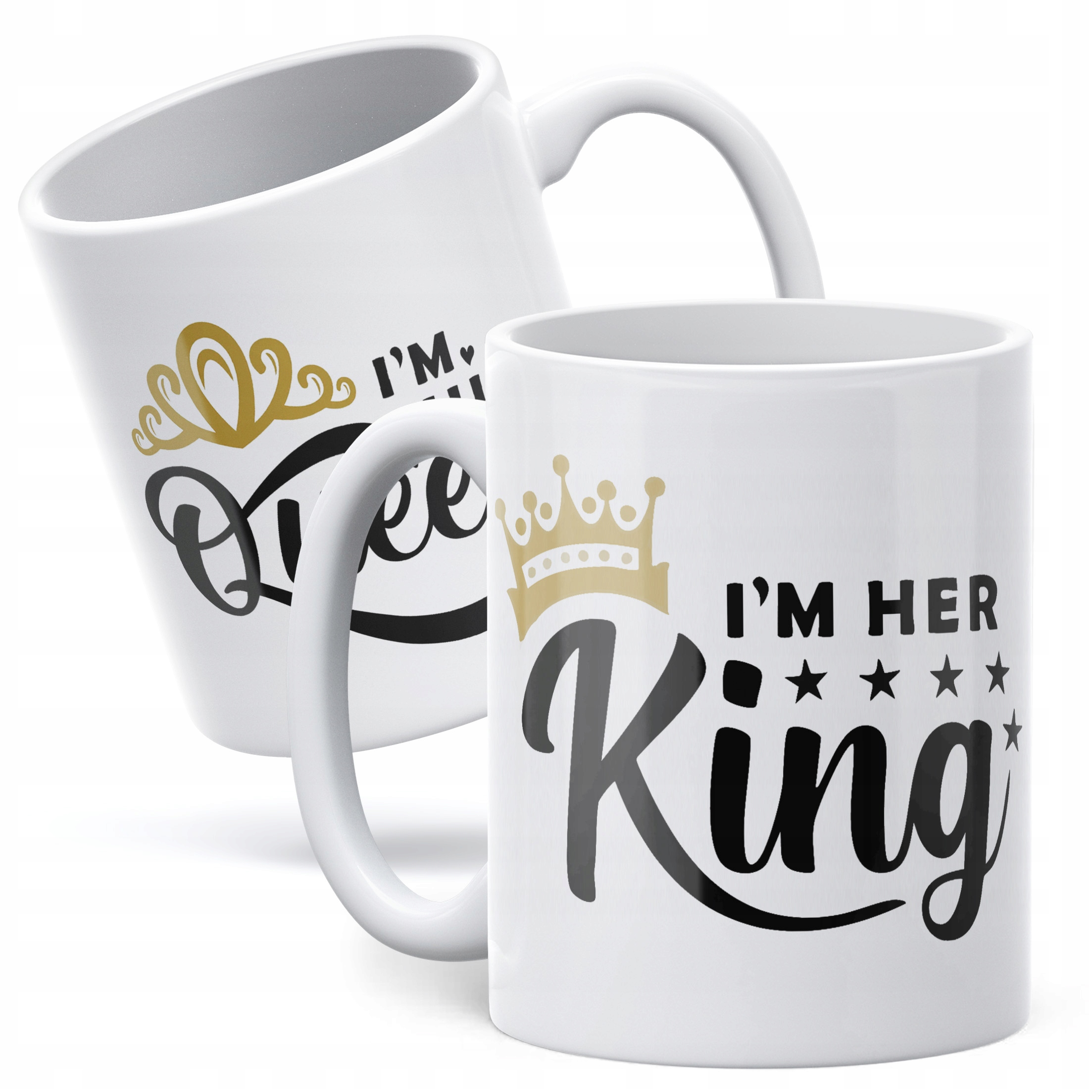 Zestaw kubków na Walentynki Queen & King Prezent Dla Pary Zakochanych