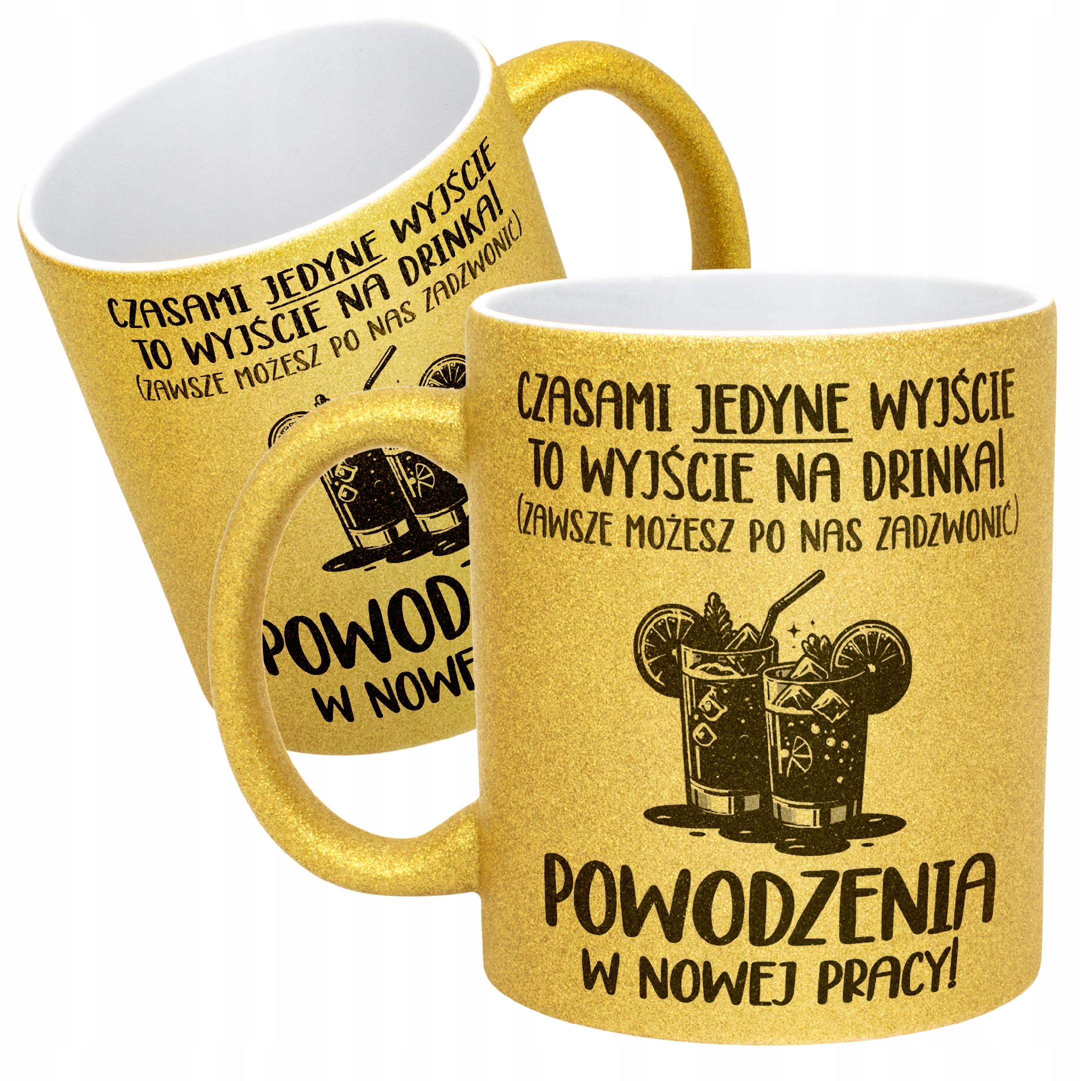 Złoty kubek brokatowy Na Pożegnanie Odejście z Pracy Zabawny Prezent