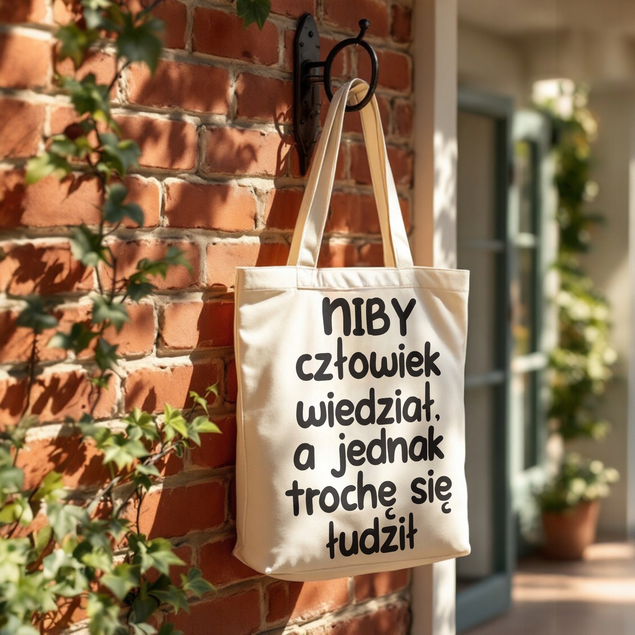 Torba bawełniana premium Niby Człowiek Wiedział Zabawny Prezent