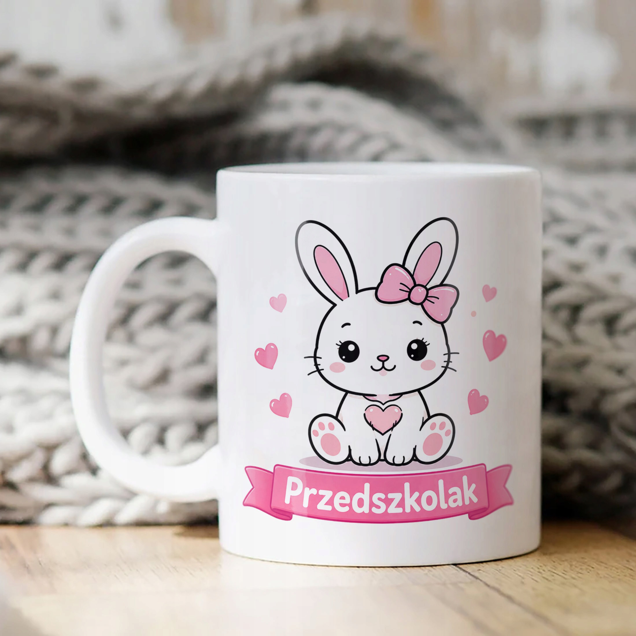 Biały Kubek z nadrukiem Przedszkolak Szkoła Dla Dzieci Prezent