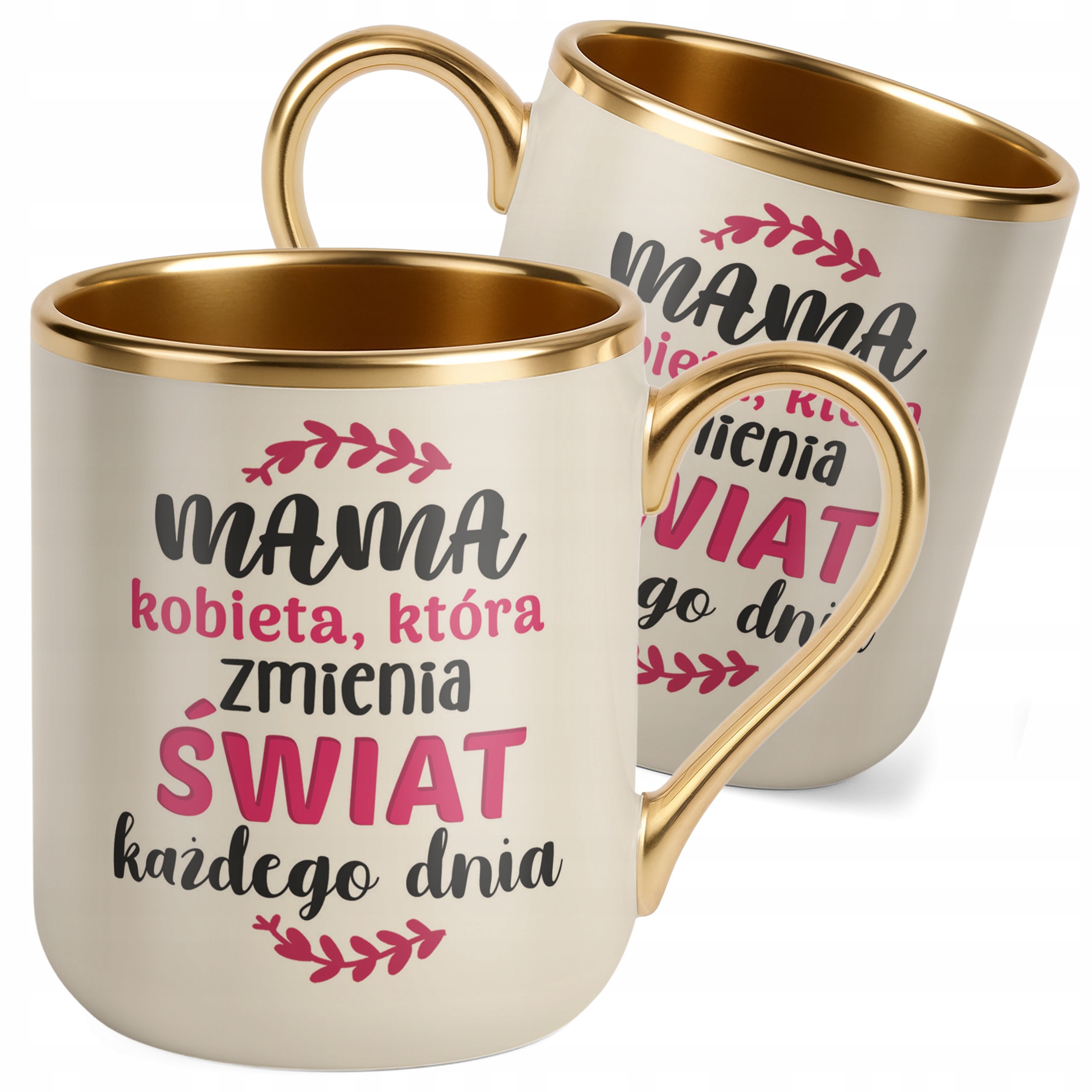 Kubek Premium Złoty Ecru Dzień Matki Prezent Kobieta Która Zmienia
