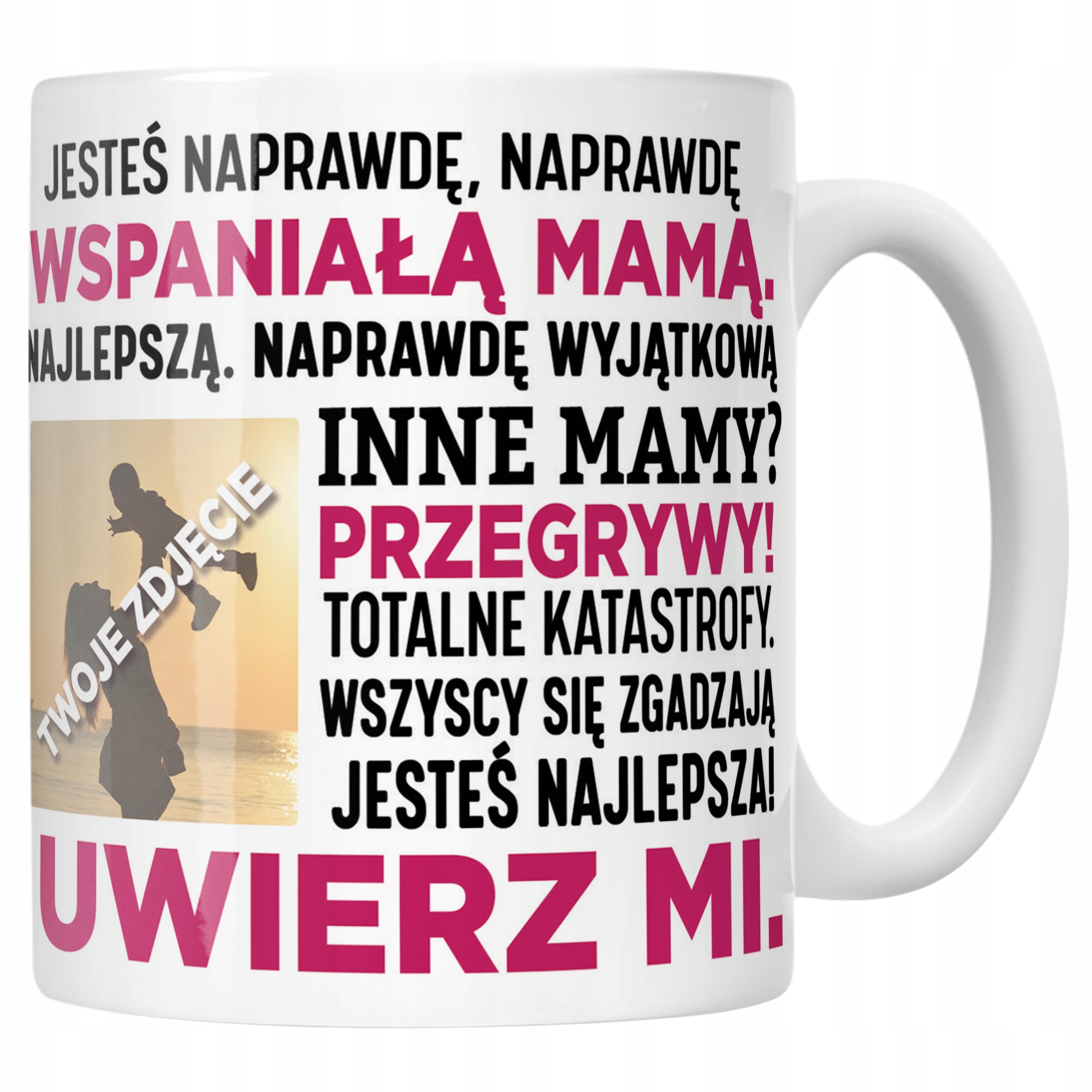 Kubek Ceramiczny Personalizowany Własne Zdjęcie Dzień Mamy Prezent